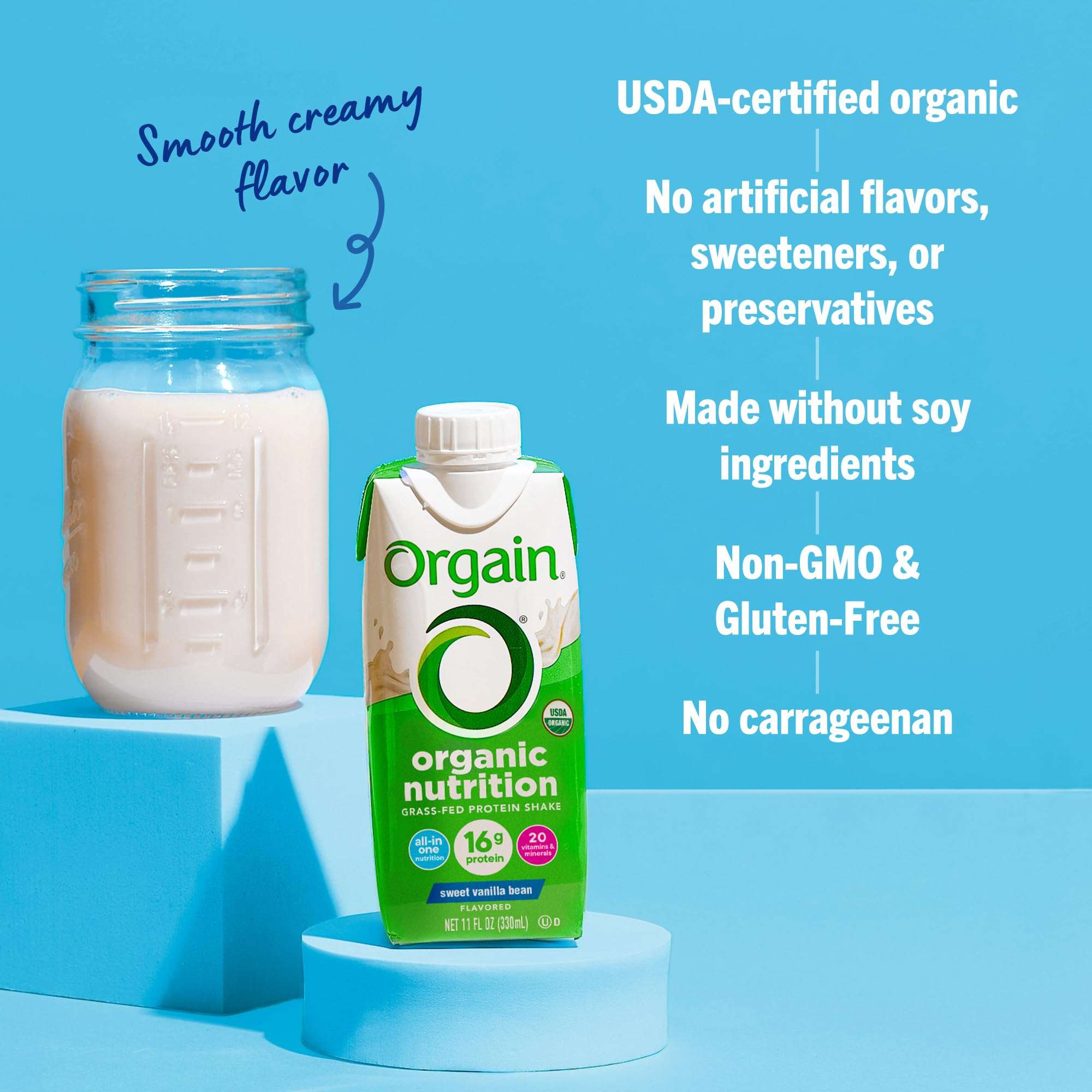 Orgain Organic Nutritional Protein Shake, Vanilla Bean - 16g Grass Fed Whey Protein, Meal Replacement, 20 Vitamins & Minerals, Fruits & Vegetables, Gluten Free, Non-GMO, 11 Fl Oz (12 Pack) - Image 6