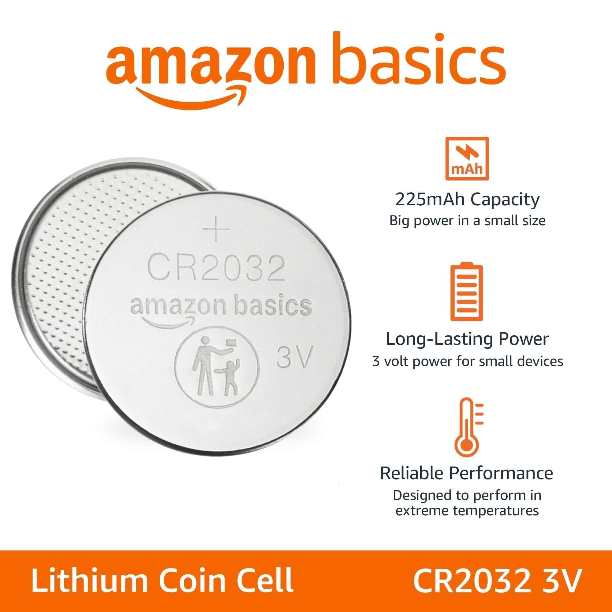 Amazon Basics CR2032 Lithium Batteries, 10-Pack, Child-Proof Package, Non-Coated - AirTag Compatible - Image 2