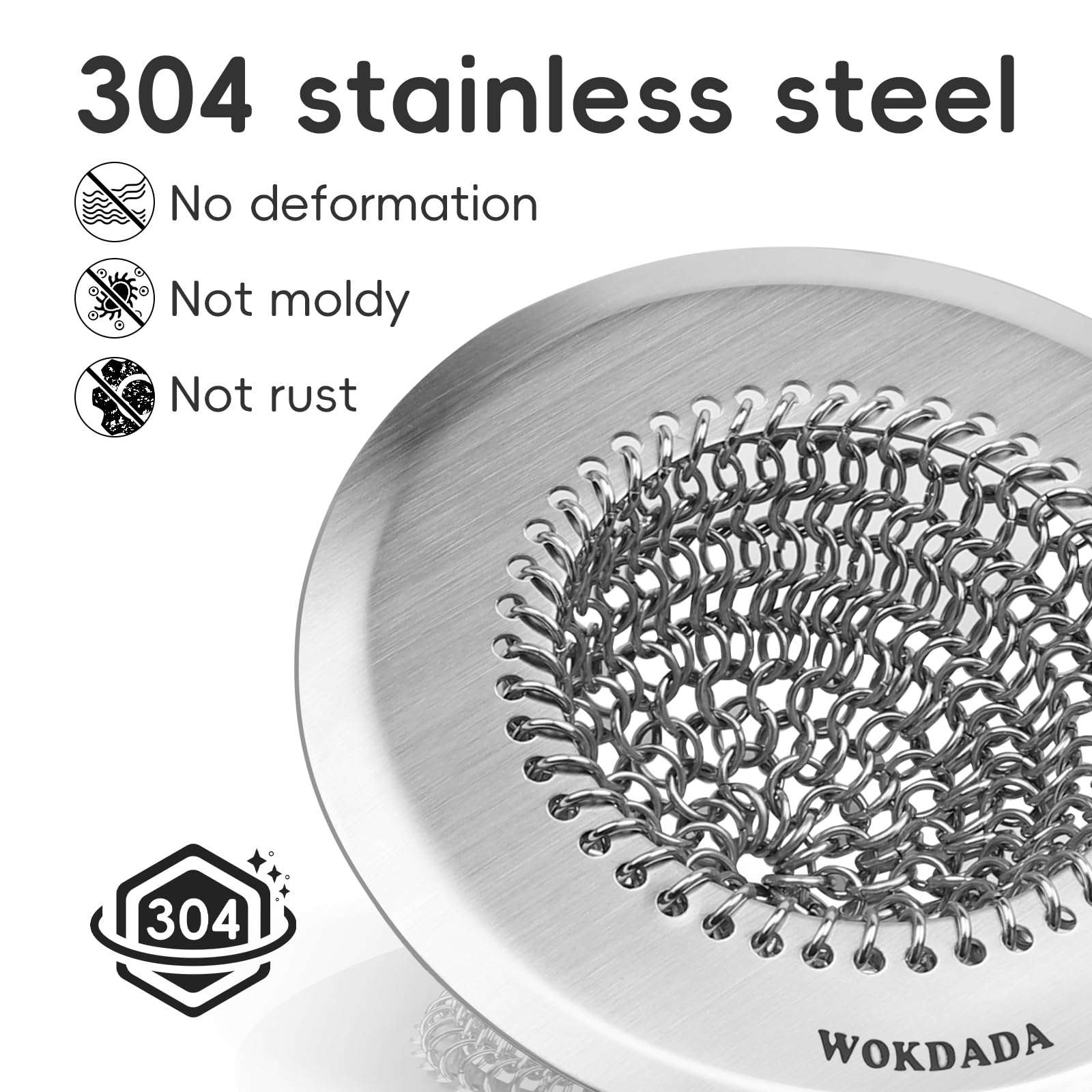 Wokdada Revolutionary Sink Strainer/Patented Reversible Chain Mesh, Effortless Cleaning & Debris Catcher, Large Capacity, No Clog, 304 Stainless Steel & Rust-Proof/Handmade with Premium Materials - Image 5