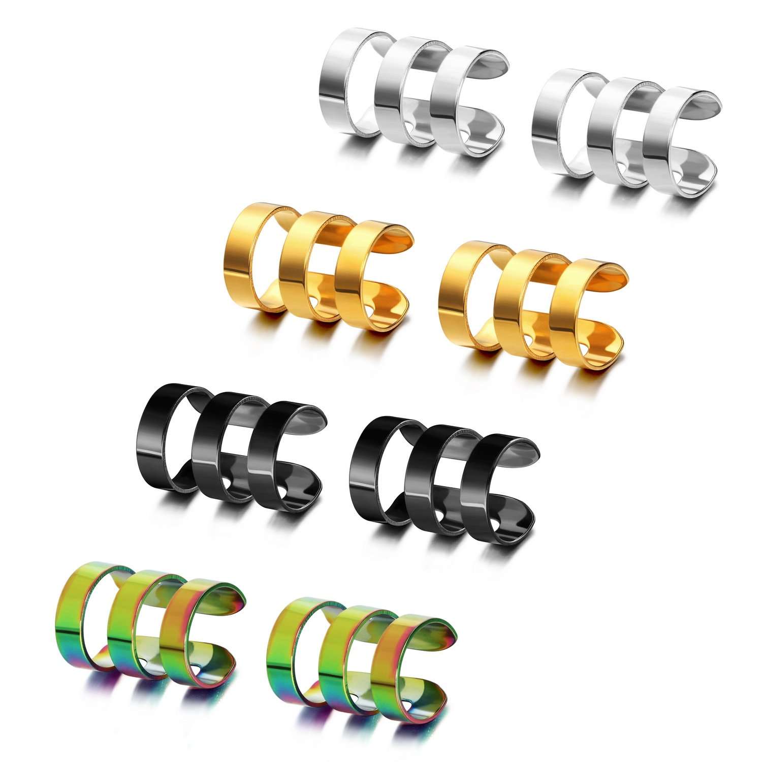 JewelrieShop Earcuffs for Men Stainless Steel Clip on Cartilage Helix Ear Cuffs Non-Piercing Punk Earrings Women - Image 2