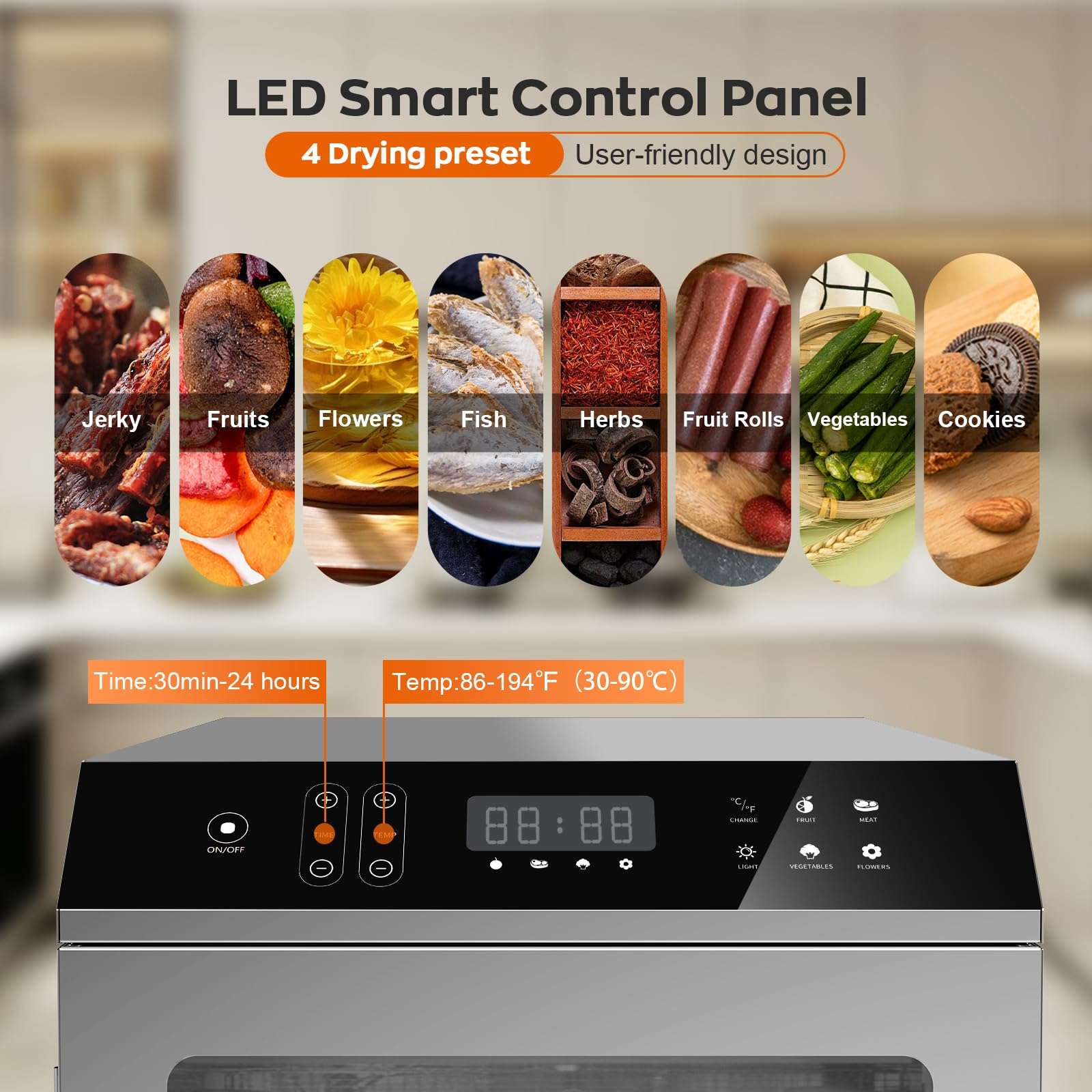 Food Dehydrator for Jerky, 12-Trays Stainless Steel, 850W Electric Dehydrator Machine with 10 Presets, Adjustable Timer, Temperature Control, Digital Food Dryer for Herb, Dog Treats,Meats & Veggies - Image 5