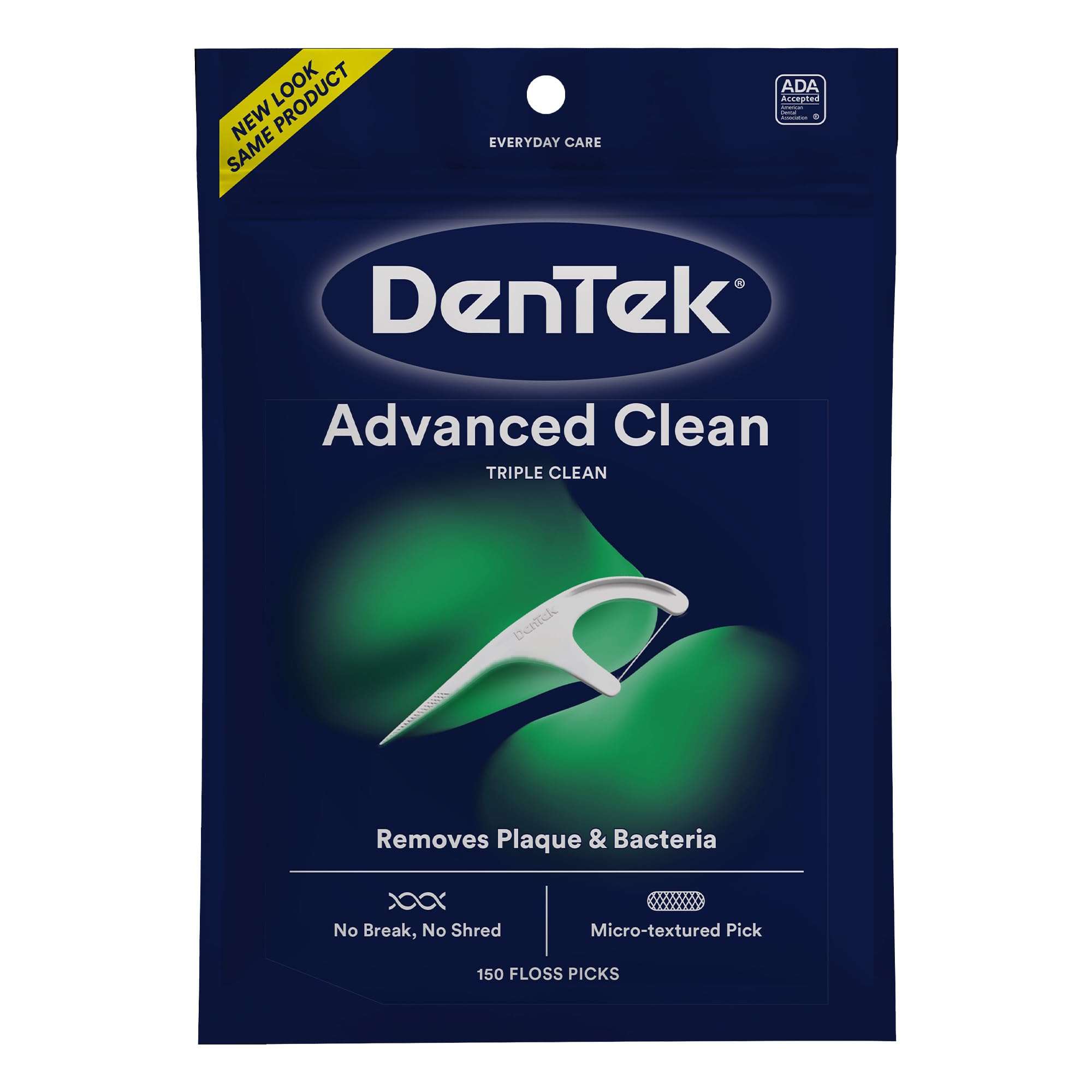 DenTek Triple Clean Advanced Clean Floss Picks, No Break & No Shred Floss, 150 Count, (Packaging May Vary) - Image 1