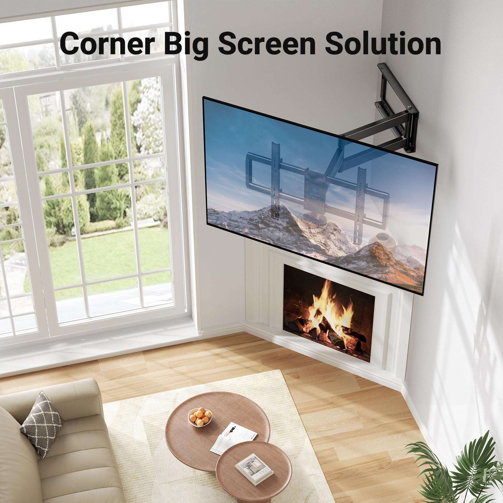 PERLESMITH Long Arm TV Wall Mount Full Motion for 37-75 inch TVs, Corner TV Mount Bracket with 27.36-inch Articulating Long Extension Arm, Swivel&Tilt, Max VESA 600x400mm up to 110lbs, 16" Wood Stud - Image 5