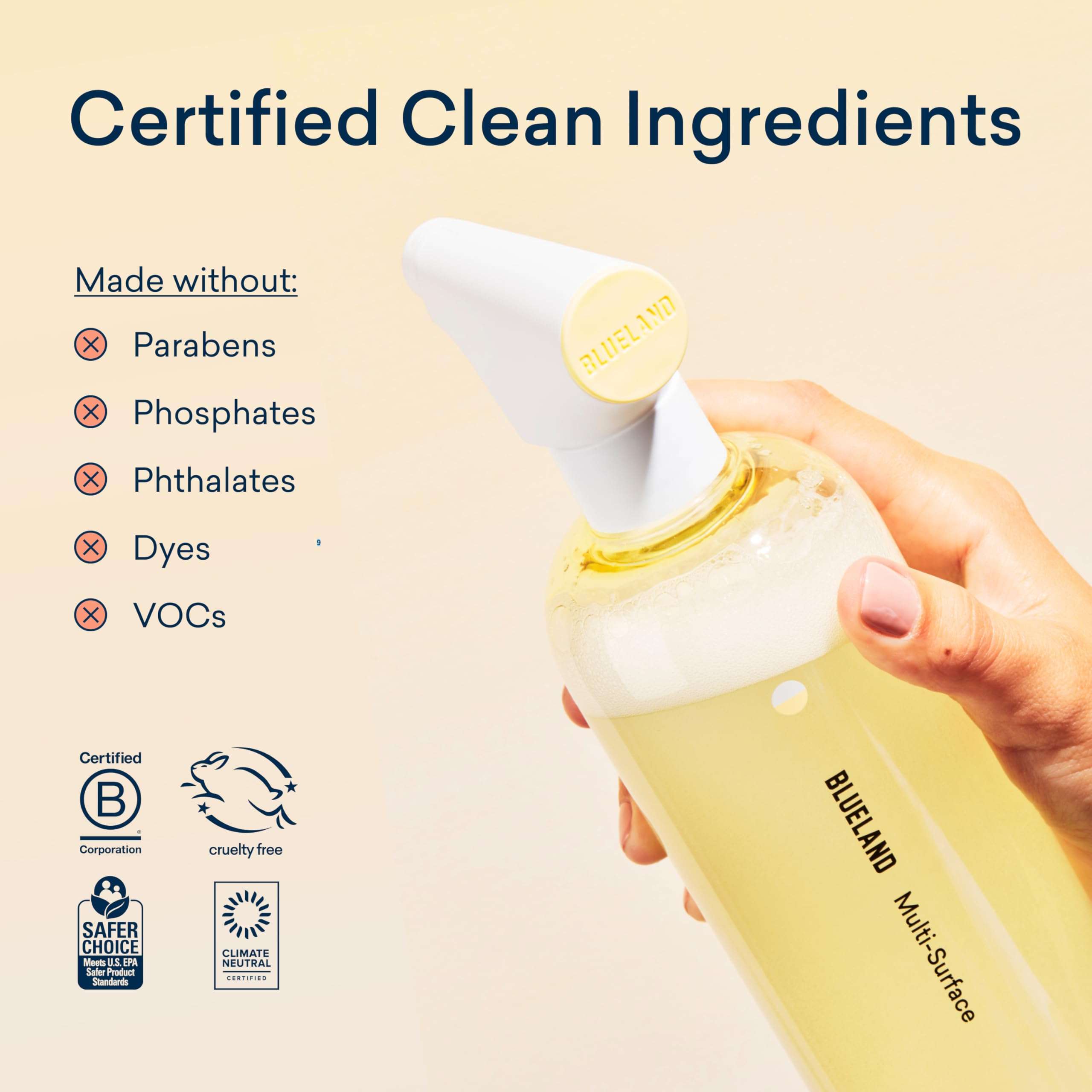 BLUELAND Multi-surface Cleaner, Starter Set, Fresh Lemon Scent, Spray Bottle with 4 Refill Tablets, All-Purpose, Eco-Friendly Cleaning Supplies, 4 x 24 Fl oz - Image 4