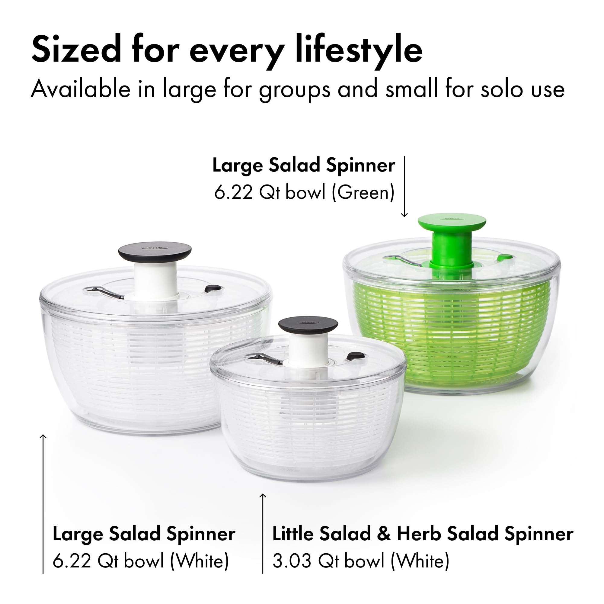 OXO Good Grips Salad Spinner | Lettuce Spinner | Fruit Washer | Fruit Washing Bowl with Strainer | Vegetable Cleaner | Salad Cleaner | Lettuce Washer | 6.22 Quart Capacity - Image 9