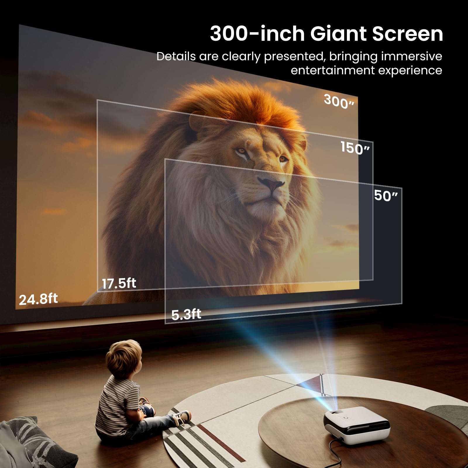 Official Licensed Google TV Smart Projector, HAPPRUN 4K UHD Home Theater with Dolby Sound, Wi-Fi & Bluetooth, Built-in Streaming Apps, Compatible with Games Consoles & Smartphone, Indoor & Outdoor Use - Image 8
