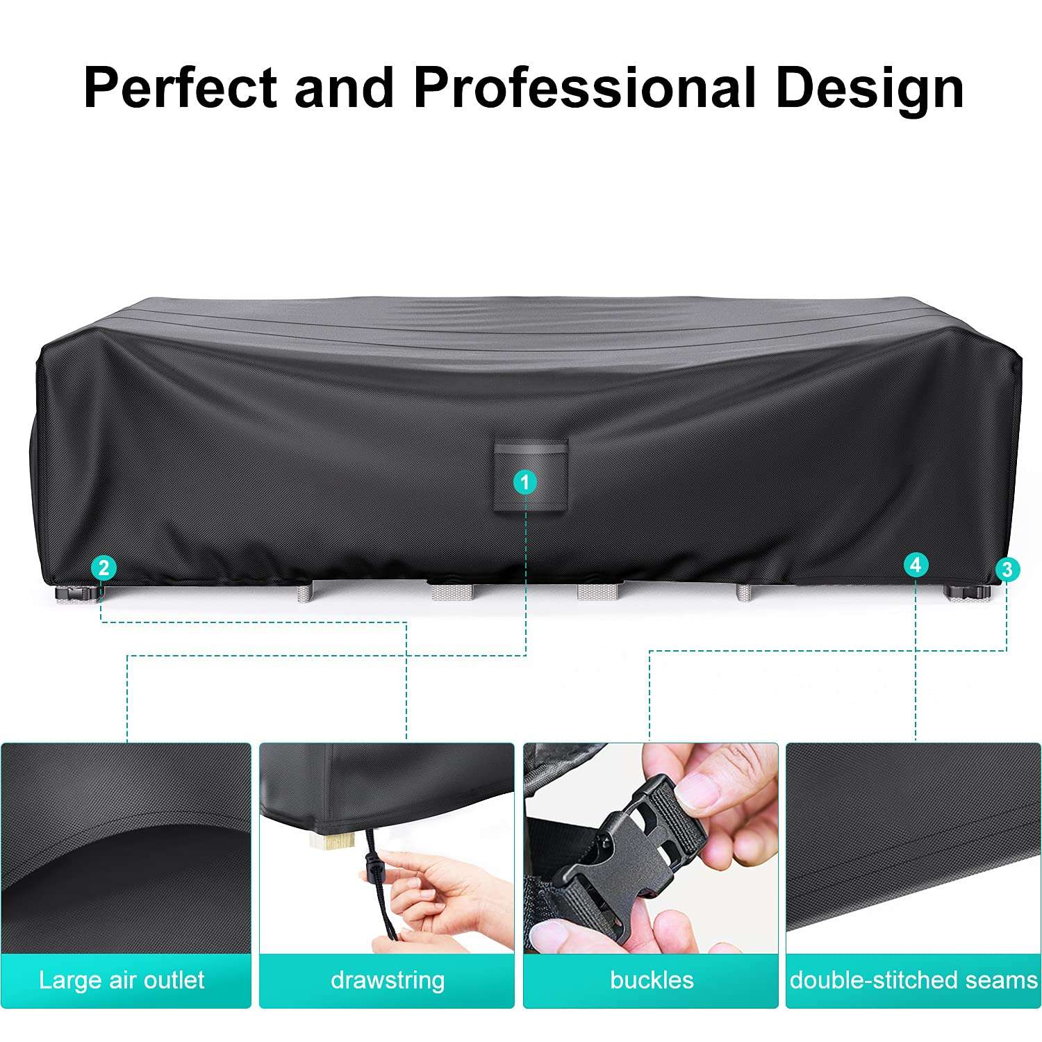 BROSYDA Patio Furniture Covers, Heavy Duty Outdoor Furniture Cover Waterproof, Sectional Sofa Set Covers Table and Chair Set Cover 108" L × 82" W × 28" H - Image 6