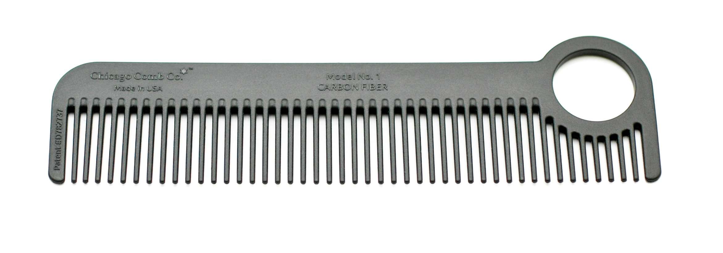 Chicago Comb Model 1 Carbon Fiber, Made in USA, smooth, strong, and light, anti-static, heat-resistant, 5.5 inches (14 cm) long, ultimate daily use, pocket, and travel comb - Image 1