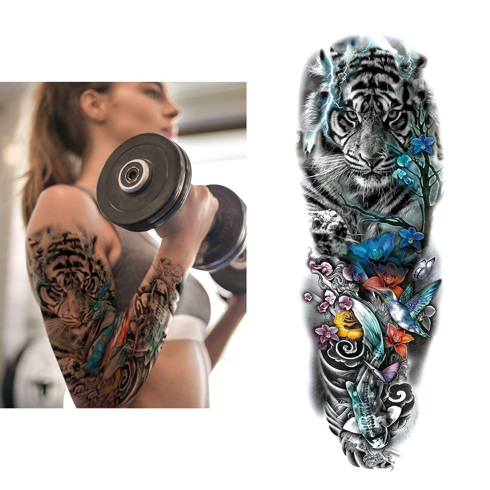 Aresvns Temporary Sleeve Tattoo for Men and Women (L19“xW7”),Waterproof Japanese Military Fake Tattoos Long lasting,Full Arm Totem Temporary Tattoos for BBQ Pool Beach Party - Image 5