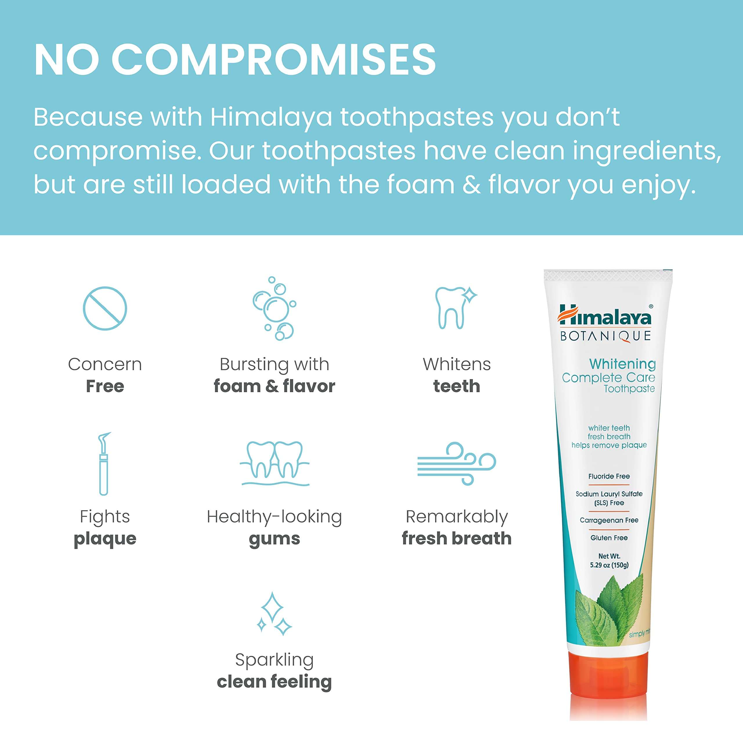 Himalaya Botanique Complete Care Whitening Toothpaste, Simply Mint, for a Clean Mouth, Whiter Teeth and Fresh Breath, 5.29 oz - Image 4