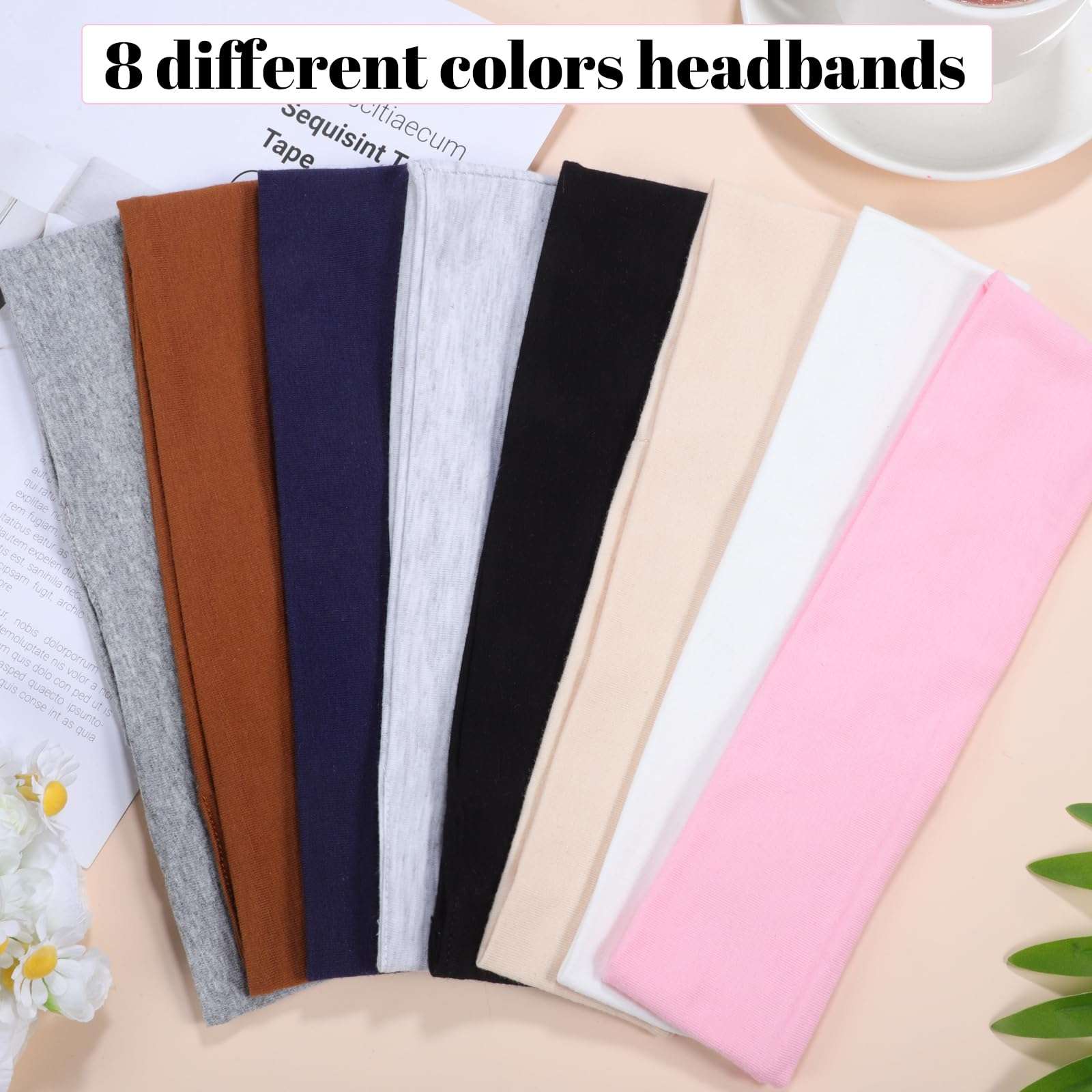 8 Pack Headbands for Women, Non Slip Sport Headbands Sweat Absorbing Cotton Hair Bands Stocking Stuffers for Women Girls - Image 5
