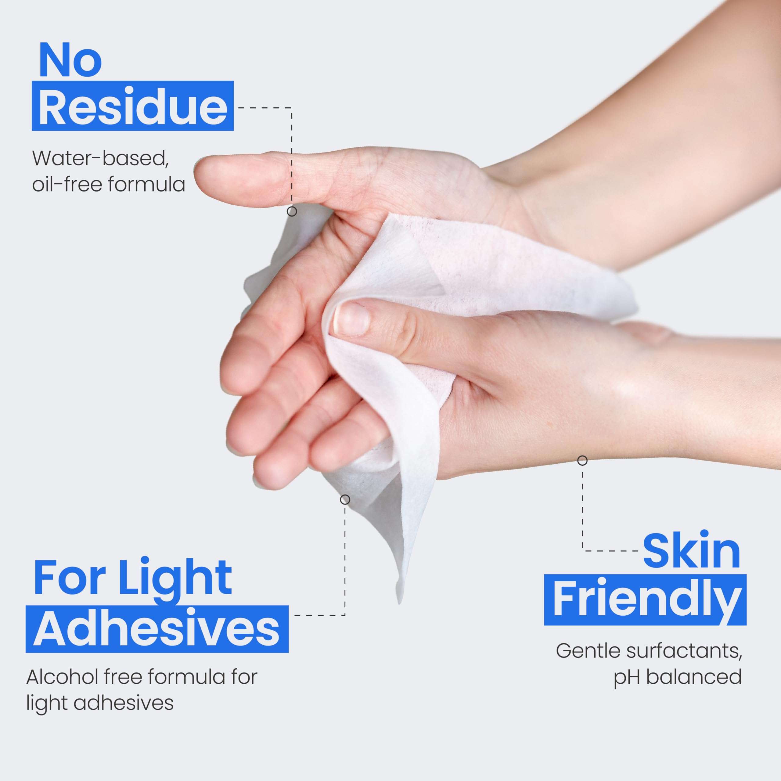 Safe n’ Simple Resealable Adhesive Remover Wipes for Skin - 50 Large 5"x7" No Sting Alcohol Free Medical Adhesive Remover Pads for Ostomy, Stoma Care - Gentle Adhesive Removal Wipes for Bandages, Tape - Image 5