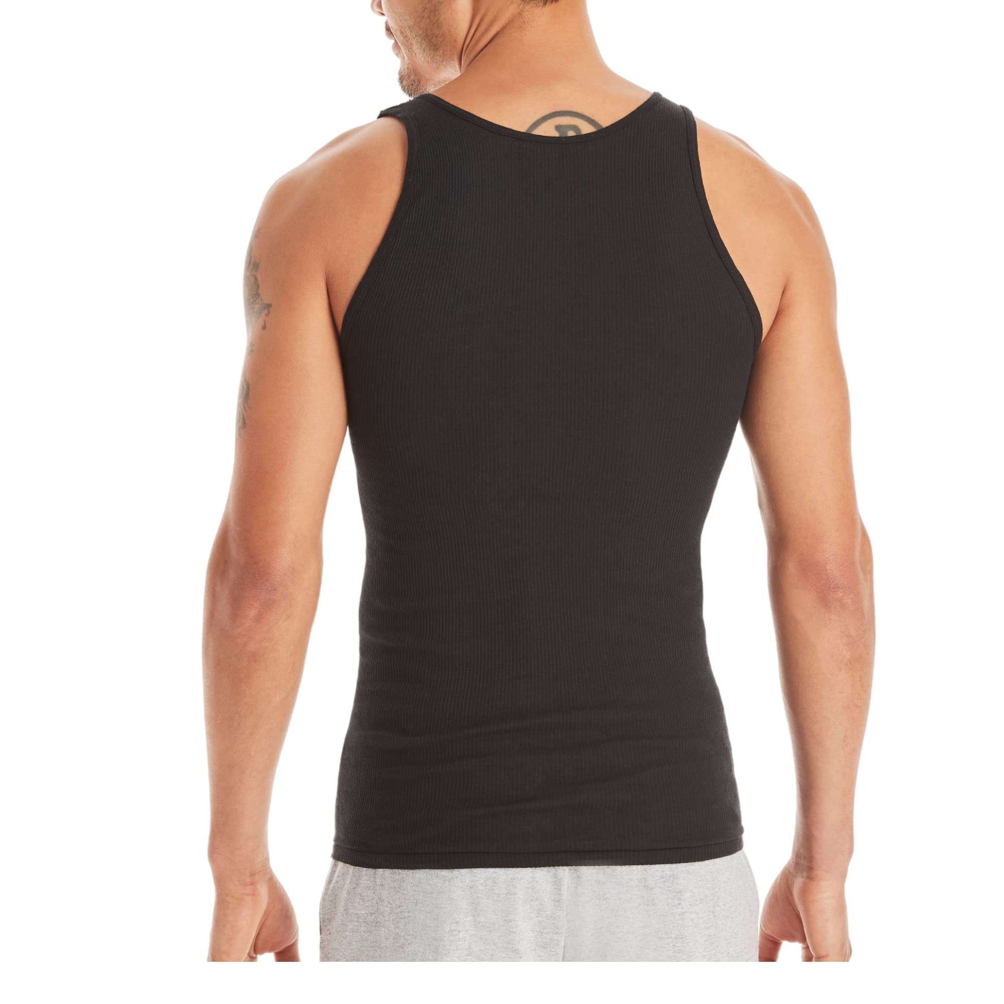 Hanes Top Undershirt Pack, Moisture-Wicking Cotton Ribbed Tanks for Men - Image 3