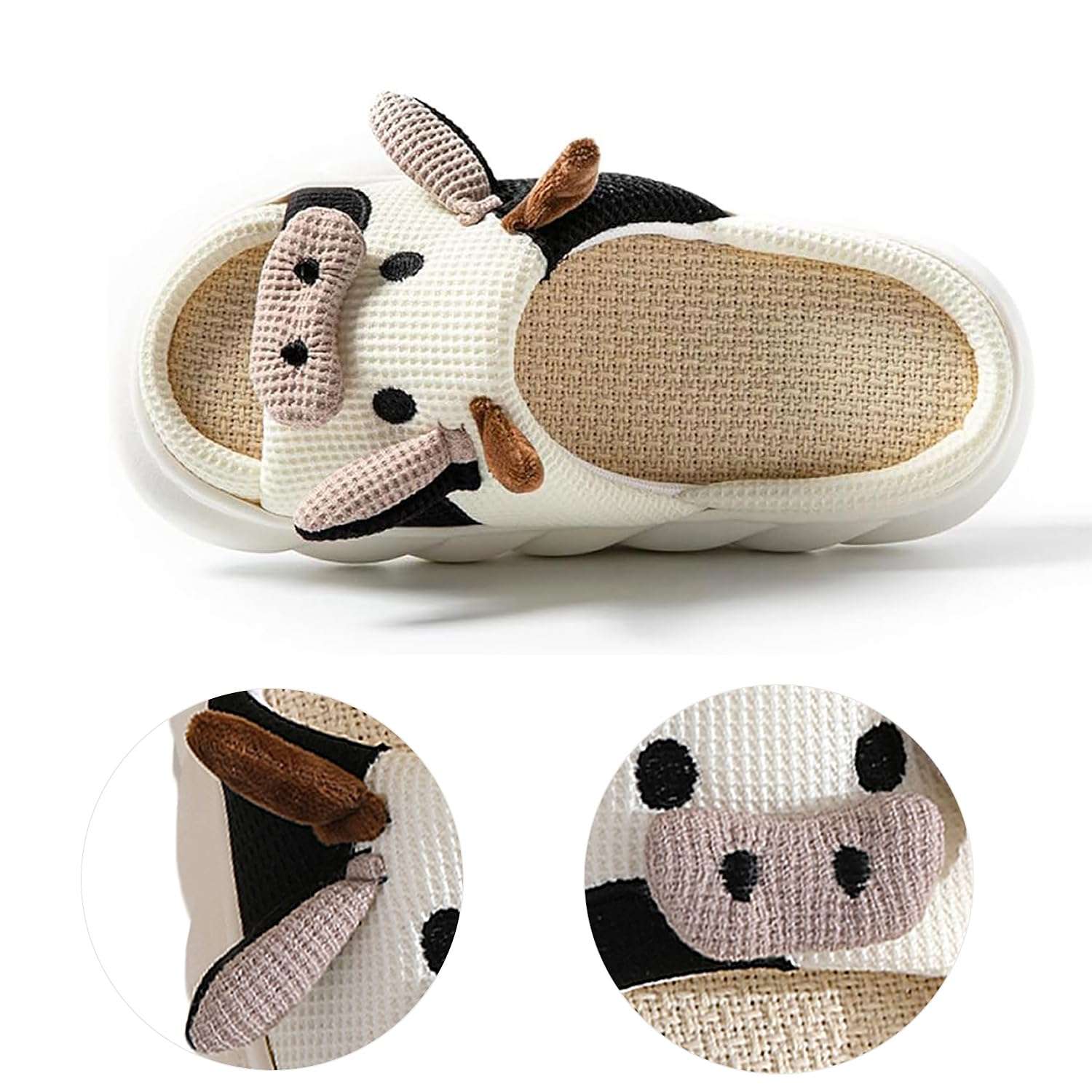 GULAKY Cow Slippers for Women Fuzzy Cute Kawaii Shoes Super Warm Soft Sole Non-slip Lightweight - Image 3