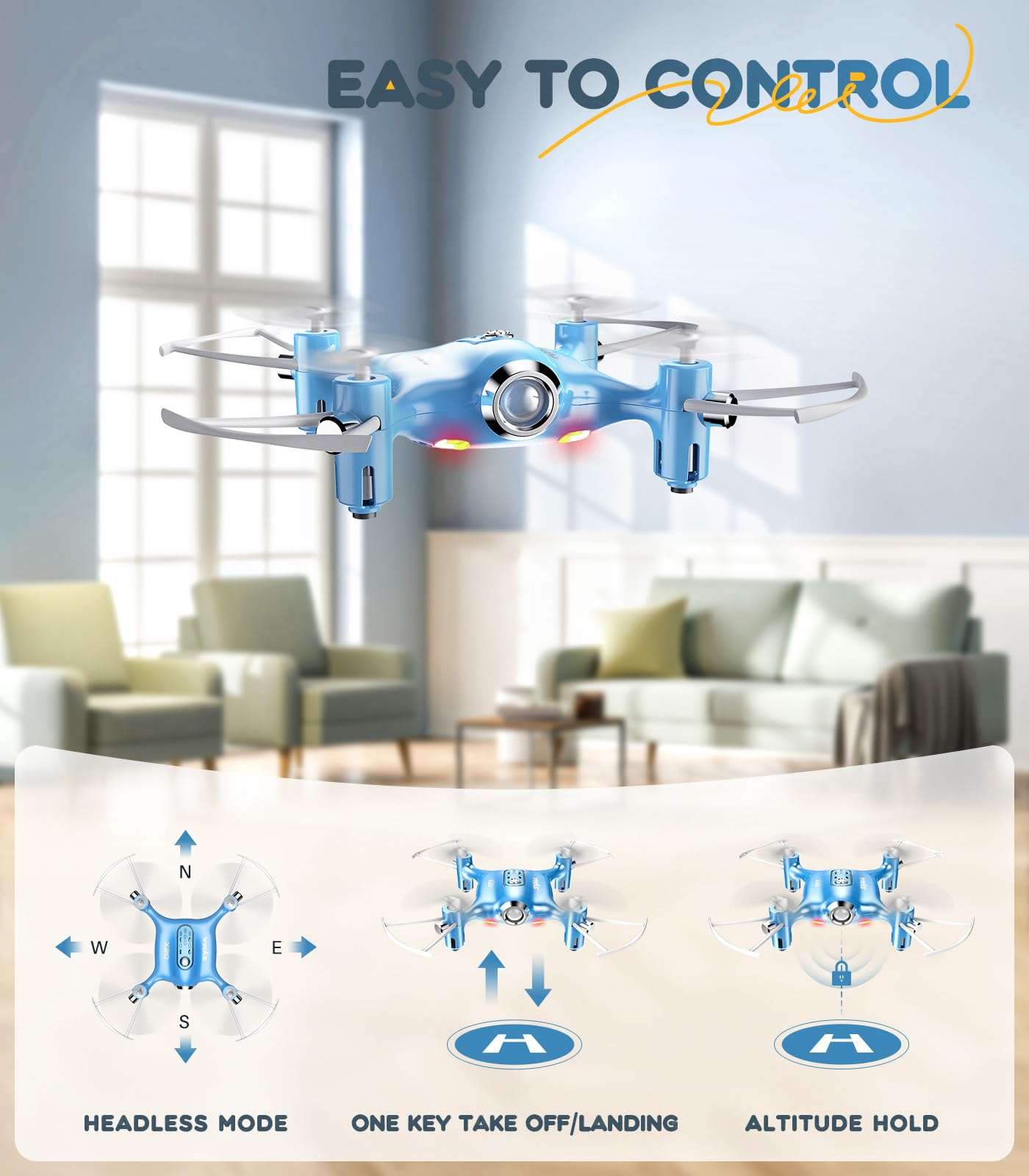 SYMA Drone for Kids,Easy Pocket RC Quadcopter with Altitude Hold, 3D Flips, Speed Switch Modes, Headless Mode, Protection Guards Helicopter Gift for Boys Girls - Image 3