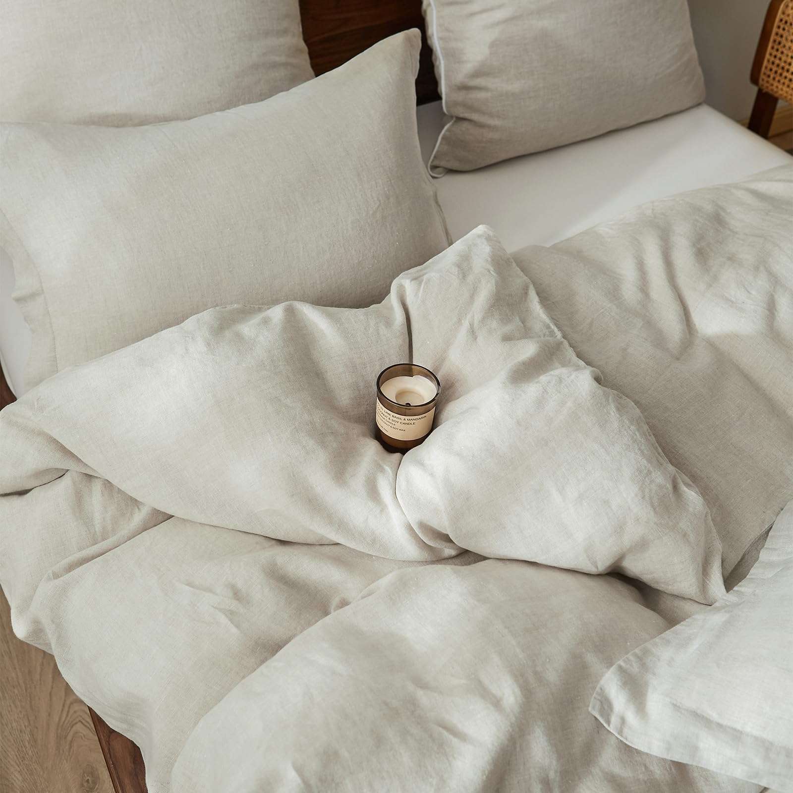King Linens 100% French Linen Pillow Shams Basic Style - Pack of 2 - Washed Solid Color Natural Flax Soft Breathable - Linen, 20'' x 26'' - Image 8