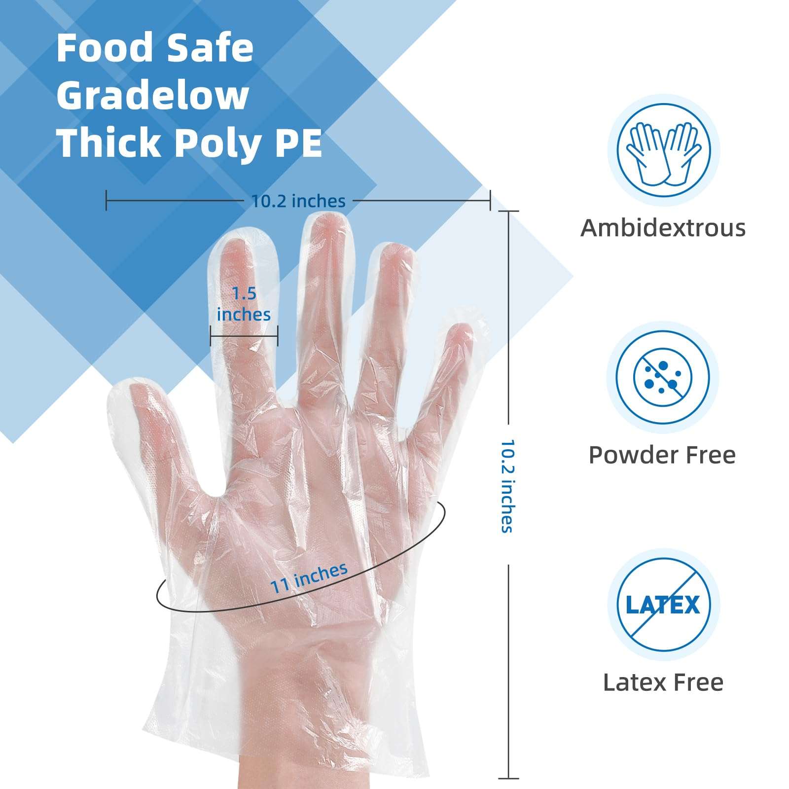 Brandon-super Food Prep Gloves Plastic Food Safe Gloves, Food Handling, One Size Fits Most Poly 500ct Clear 500 Count (Pack of 1) - Image 4