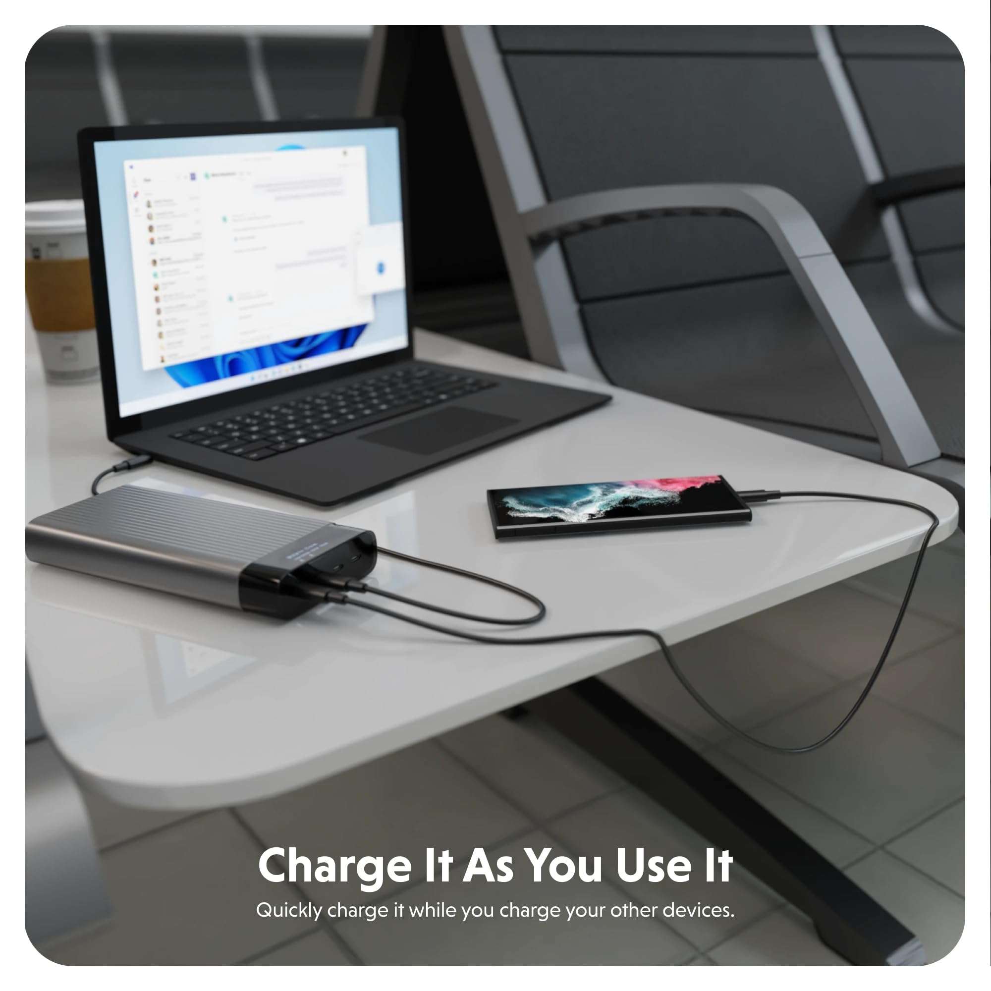HyperJuice 245W USB-C 100Wh Battery Pack, M1 MacBook, iPad, iPhone, and More, Fast Charger Type C 27000 mAh Power Bank, Portable Charger - Image 7