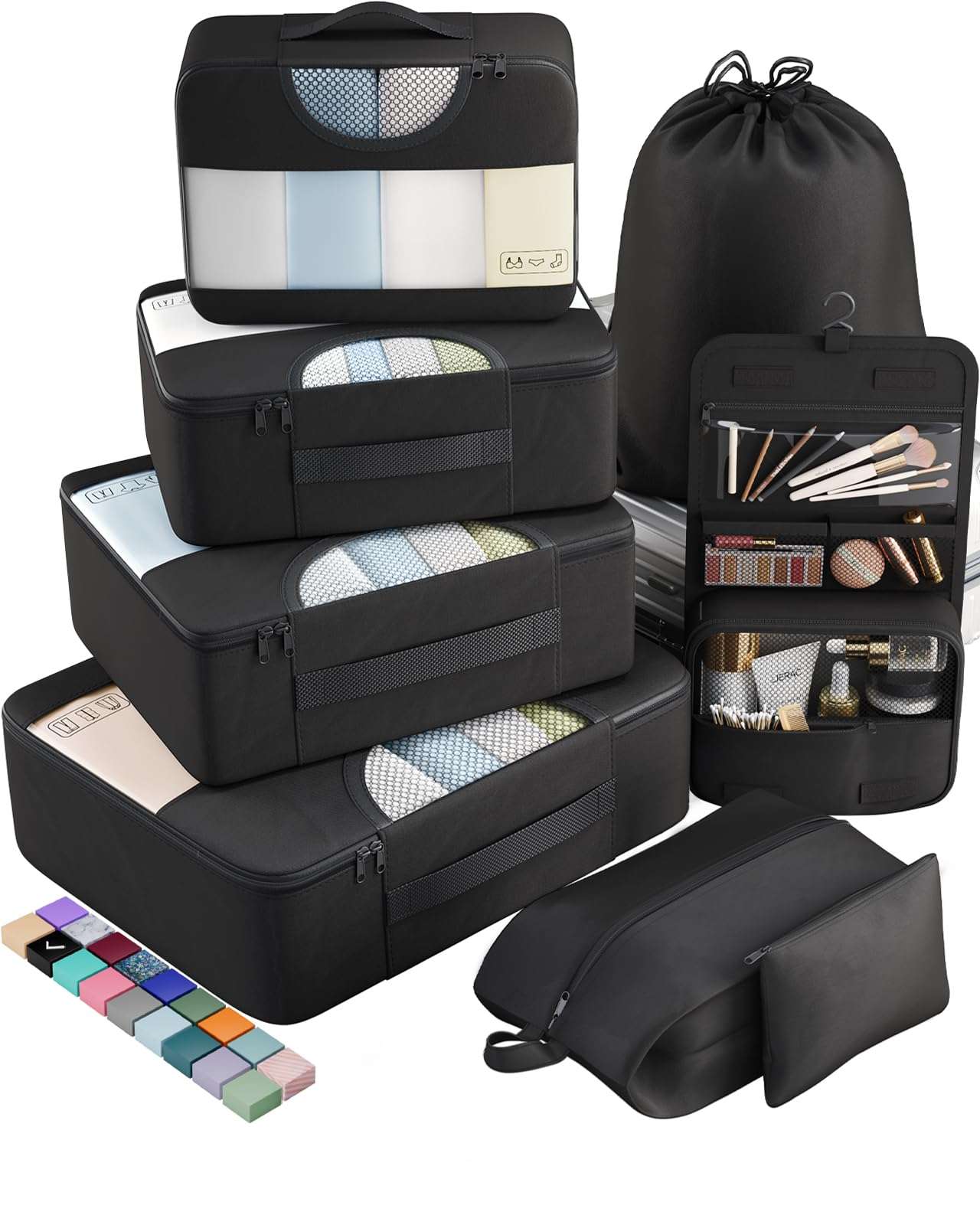Veken 10 Set/8 Set Packing Cubes for Travel Essentials, Suitcase Organizer Bags in 4 Sizes, Carry-On Luggage Accessories with Large Laundry & Toiletry Bag, Must-Have for Airplane, Road Trip & Camping - Image 1