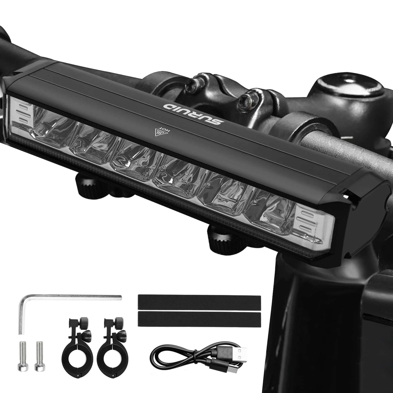 Suruid Super Bright LED Bike Light, USB Rechargeable Bicycle Headlight, Waterproof Bike Headlight, Waterproof Bike Headlight,Daytime Running Light,MTB Off-Road Cycling Commuting - Image 1