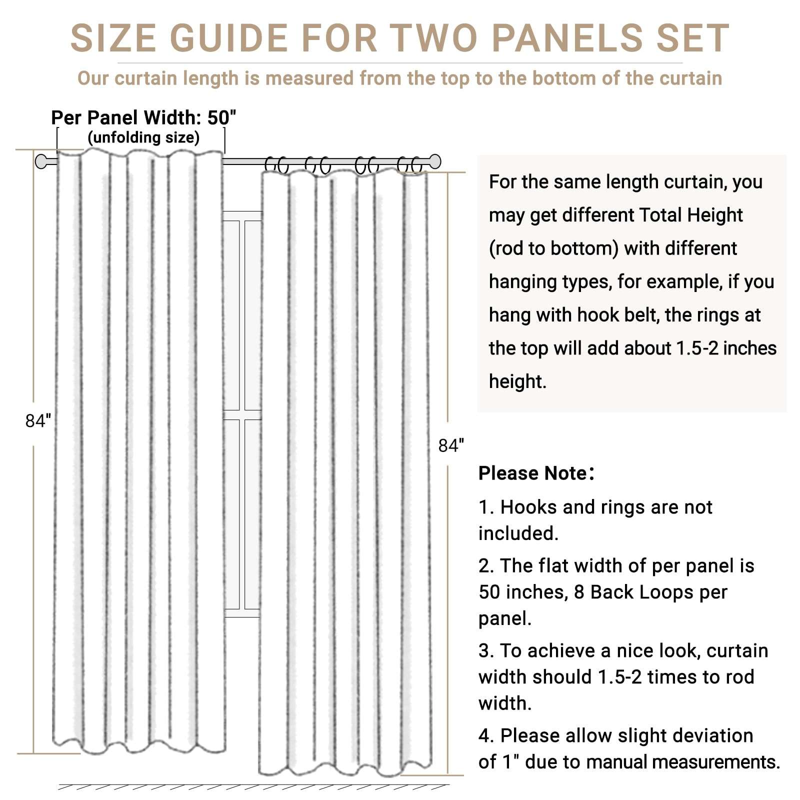 100% Blackout Shield Linen Blackout Curtains for Bedroom 108 Inches Long, Back Tab/Rod Pocket Living Room Drapes, Thermal Insulated Blackout Curtains 2 Panels Set, 50" W x 108" L,Cream - Image 7