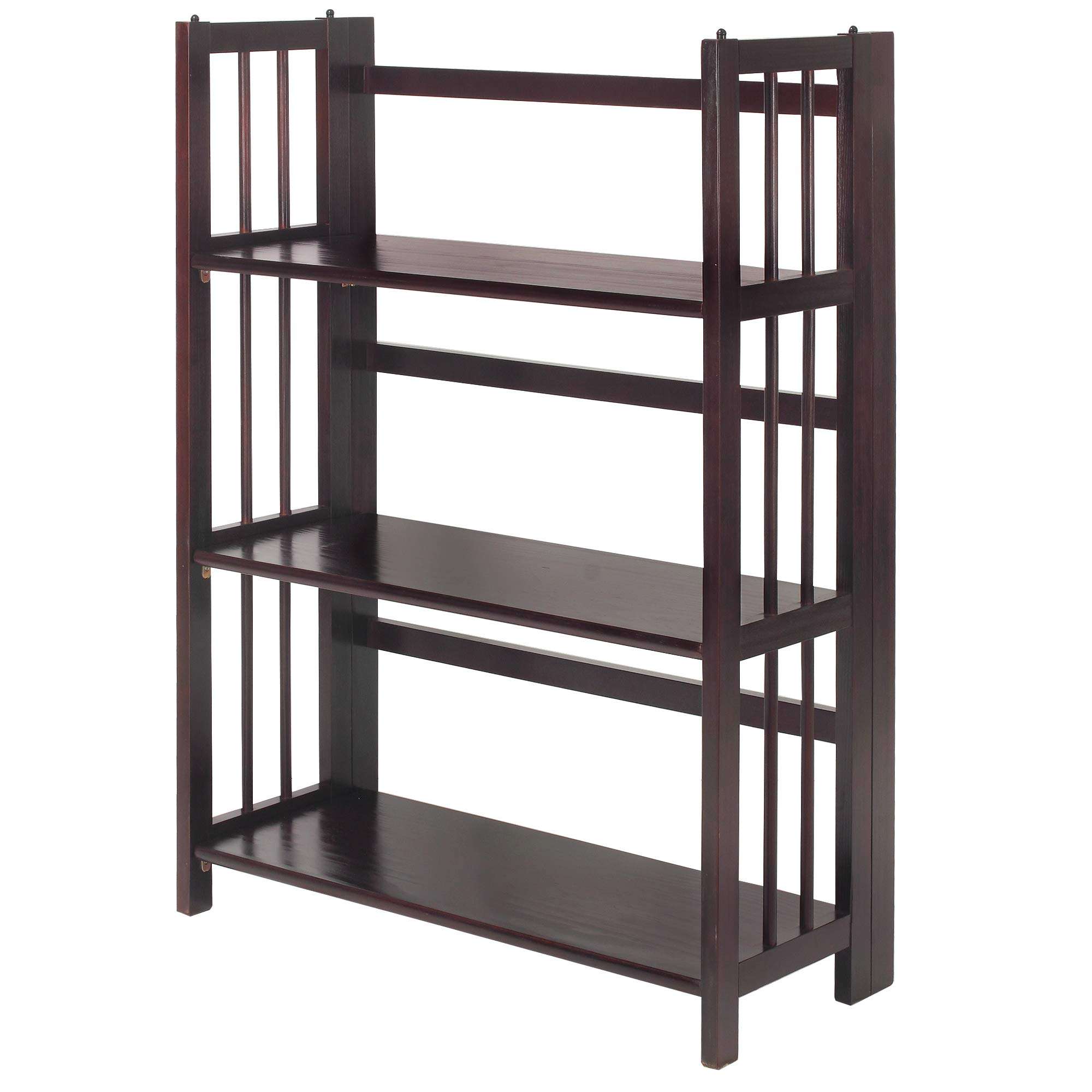 Casual Home 3 Shelf Folding Stackable Bookcase, 27.5" Wide, Espresso - Image 1