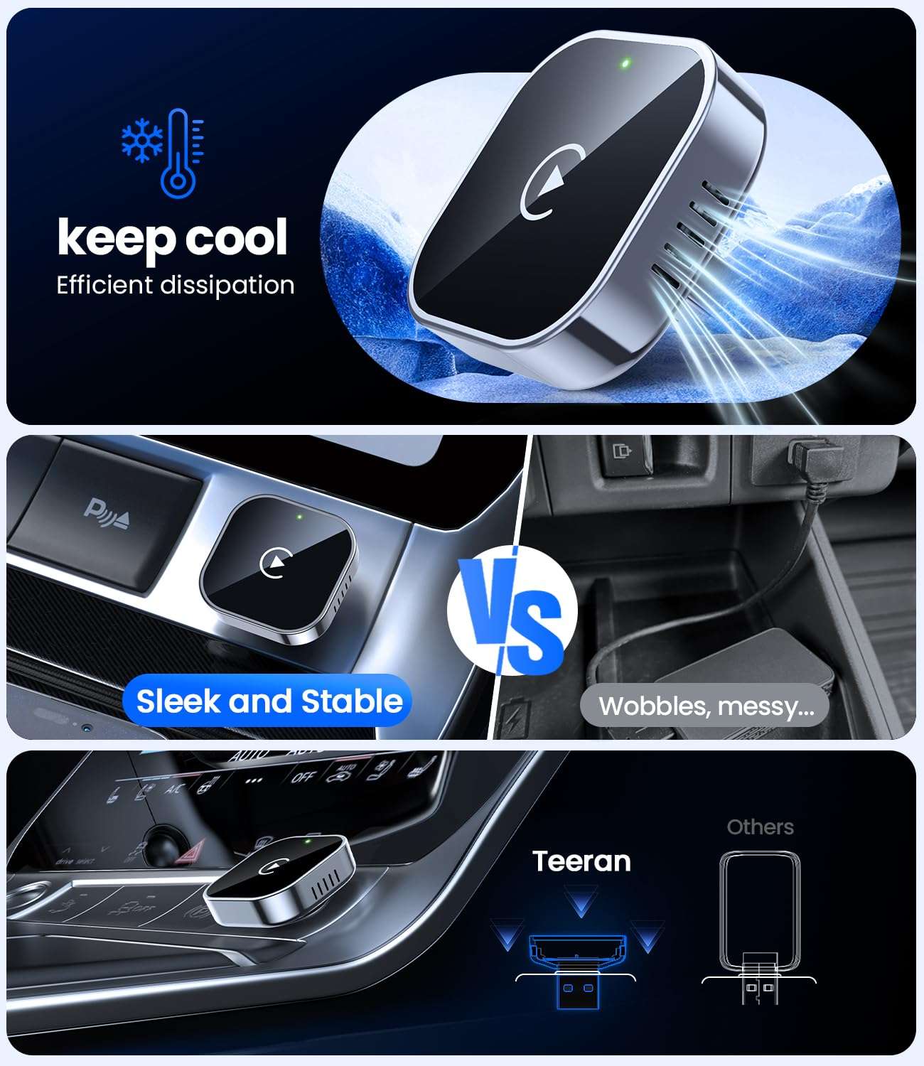 Teeran Wireless CarPlay Adapter 2025 Upgrade Wired CarPlay to Wireless, Mini Cube Design for Cars with Built-in Wired Apple CarPlay Plug and Play Easy Use Fast Stable Connection Car Play for iPhone - Image 6