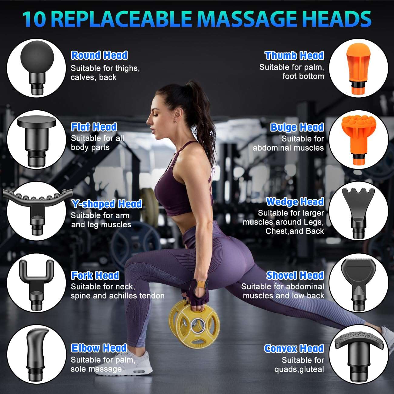 TOLOCO Massage Gun, Deep Tissue Back Massage for Athletes for Pain Relief, Percussion Massager with 10 Massages Heads & Silent Brushless Motor, Gifts for Fathers Day, Black - Image 5