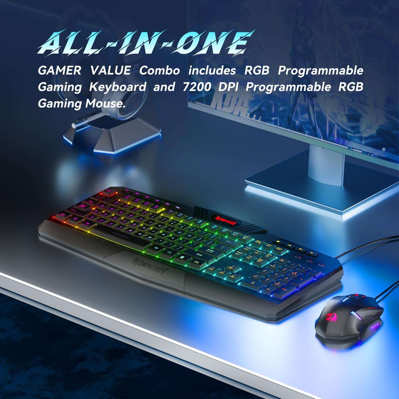 Redragon S101 Gaming Keyboard, M601 Mouse, RGB Backlit Gaming Keyboard, Programmable Backlit Mouse, Value Combo Set [New Version] - Image 2