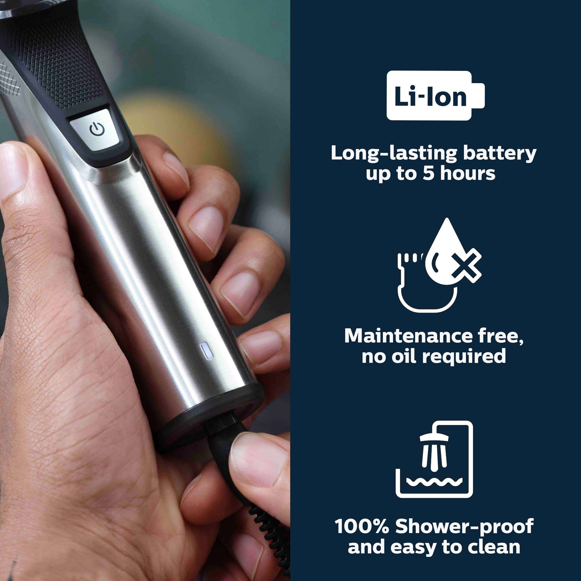 Norelco Philips Multigroom 7000 Series, All-in-One Trimmer, Beard Trimmer and Hair Clipper, 19-Piece Men's Grooming Kit for Beard, Head, Hair, Body, and Face, Soft Pouch, MG7910/49 - Image 4