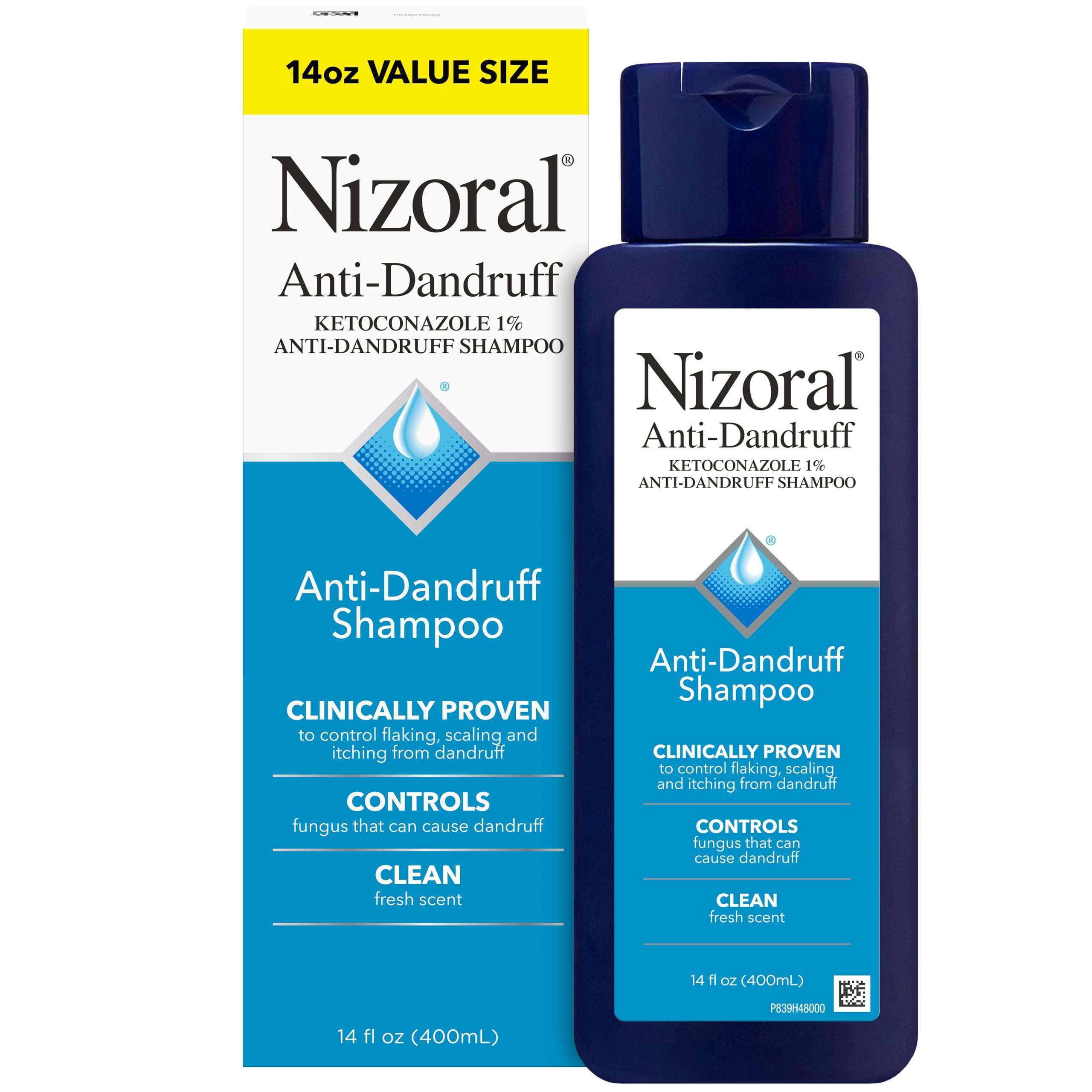 Nizoral Anti-Dandruff Shampoo with 1% Ketoconazole, 14 Fl Oz, Fresh Scent, Anti Fungal Shampoo - Image 1