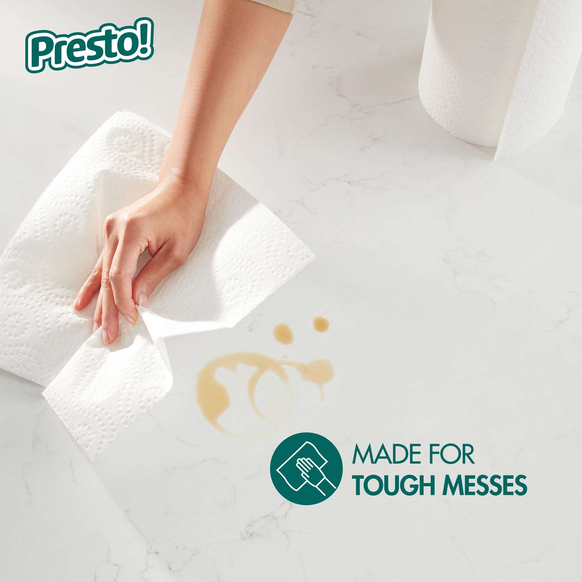 Amazon Brand - Presto! Flex-a-Size Paper Towels, 158 Sheet Huge Roll, 12 Rolls (2 Packs of 6), Equivalent to 38 Regular Rolls, White - Image 5