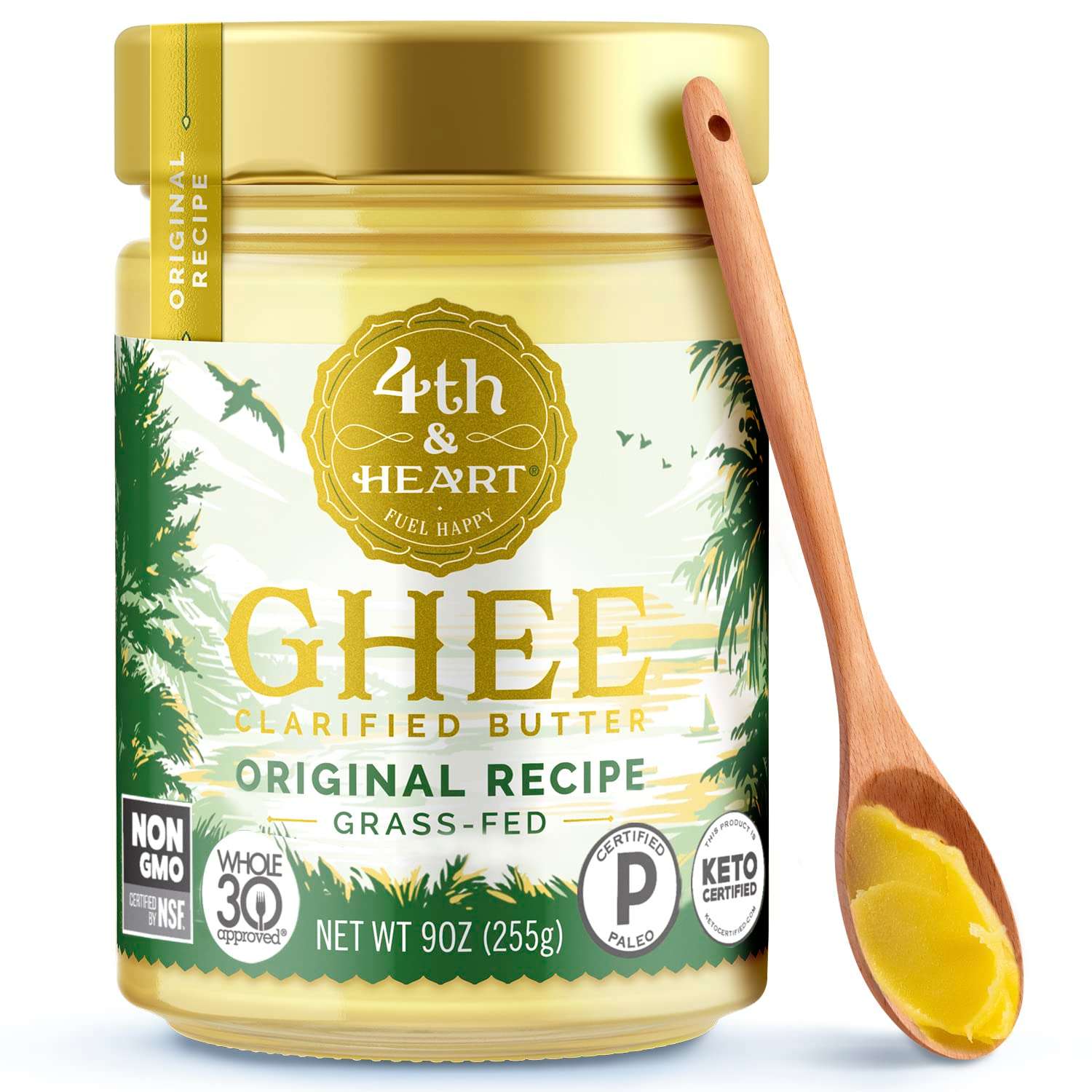 4th & Heart Original Grass-Fed Ghee, Clarified Butter, Keto, Pasture Raised, Lactose and Casein Free, Certified Paleo (9 Ounces) - Image 1