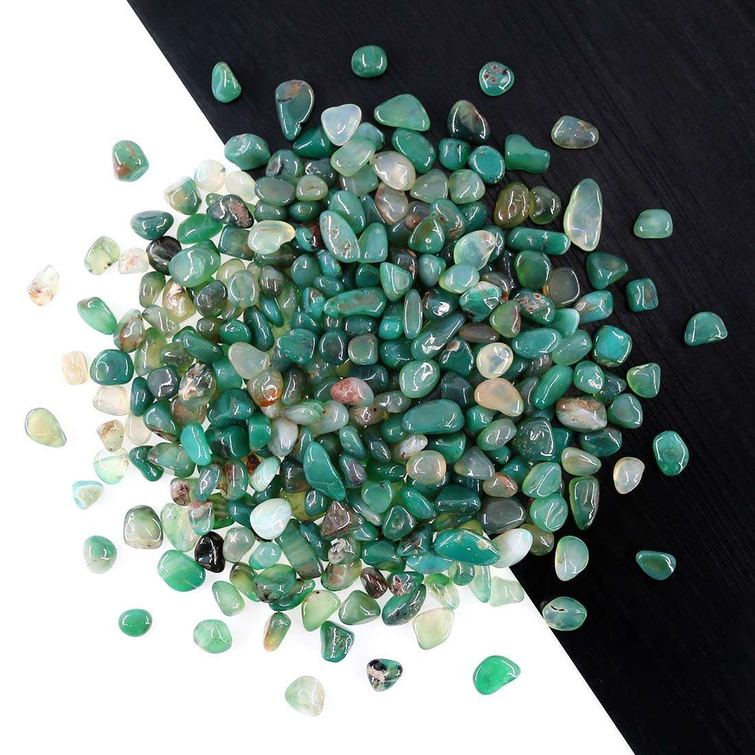 Hilitchi Green Agate Stone Tumbled Stones for Plants Cacti & Succulents Bedding, Vase Filler, Landscape Bottom Decoration (About 1lb(455g)/Bag) - Image 6