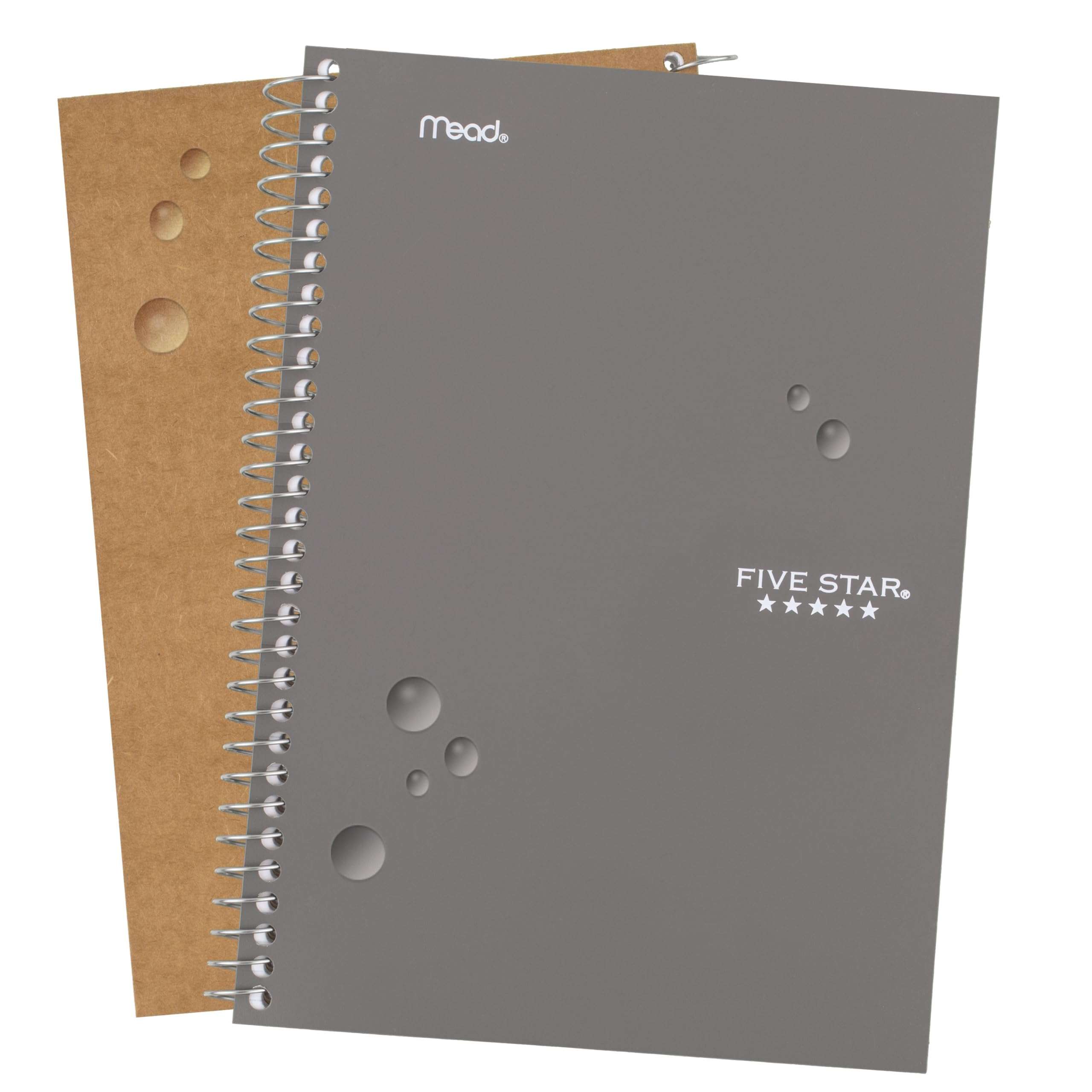 Five Star Spiral Notebook, 2 Subject, College Ruled Paper, 6" x 9-1/2", 80 Sheets, Fights Ink Bleed, Water Resistant Cover, Gray (840029AA3-ECM) - Image 7