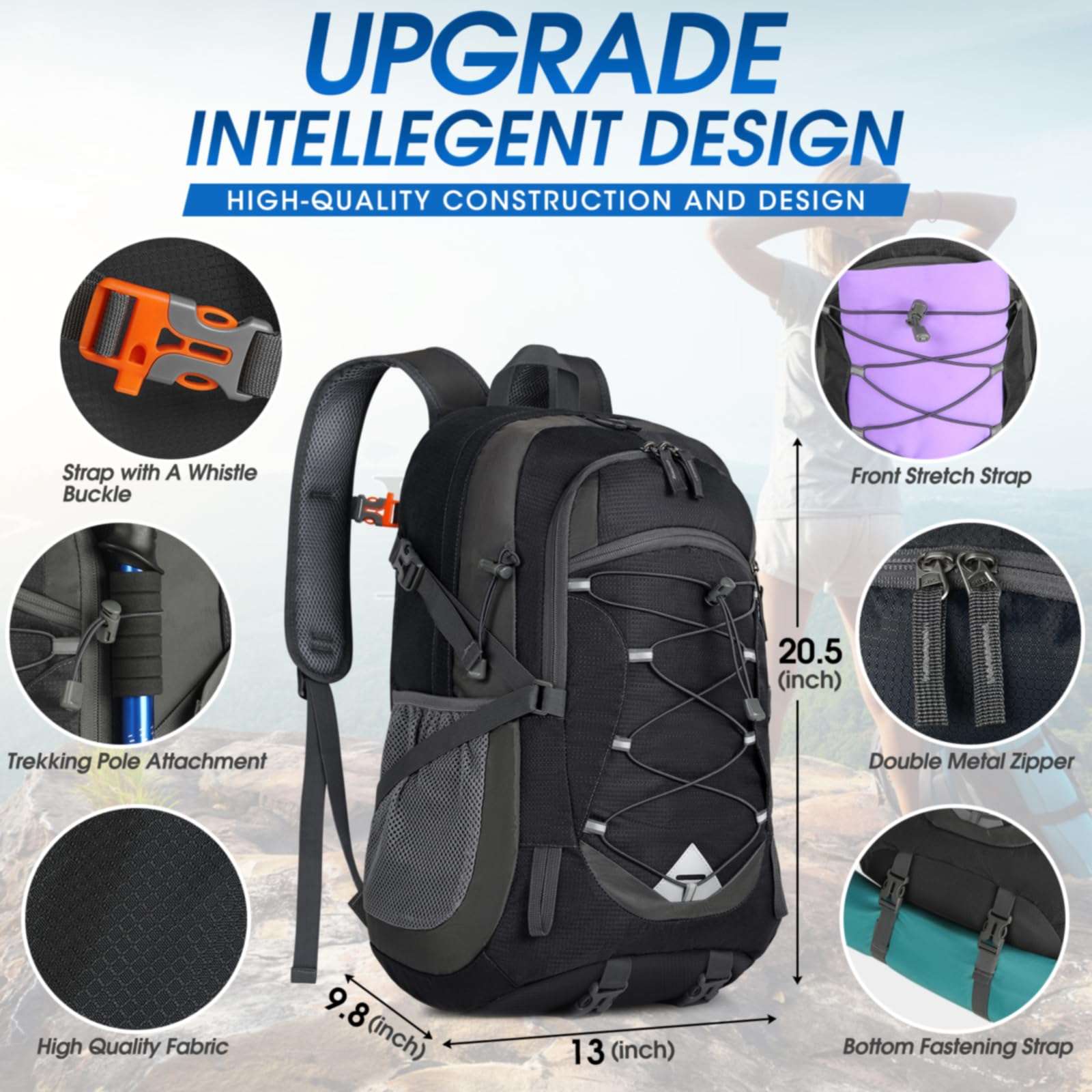 IGOLUMON Hiking Backpack 40L Packable Lightweight Camping Backpack Men Women Waterproof Hiking Daypack Outdoor Travel Daypack - Image 2
