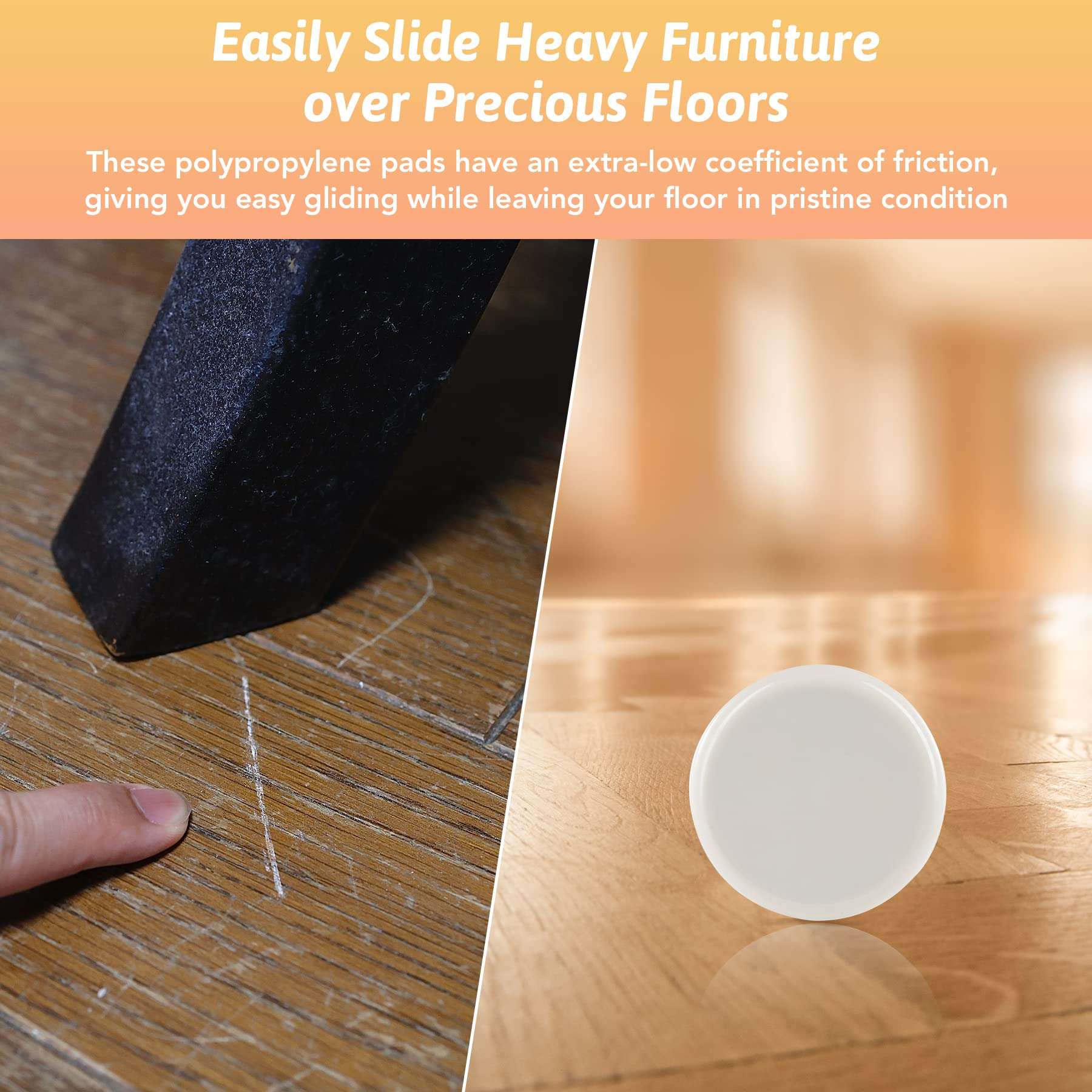 CO-Z Furniture Sliders - 8 Pack, 3 1/2" Reusable Furniture Sliders for Carpet, Heavy-Duty Furniture Gliders Movers for Hardwood Floors, Plastic Moving Pads for Heavy Furniture, Floor Protectors - Image 4