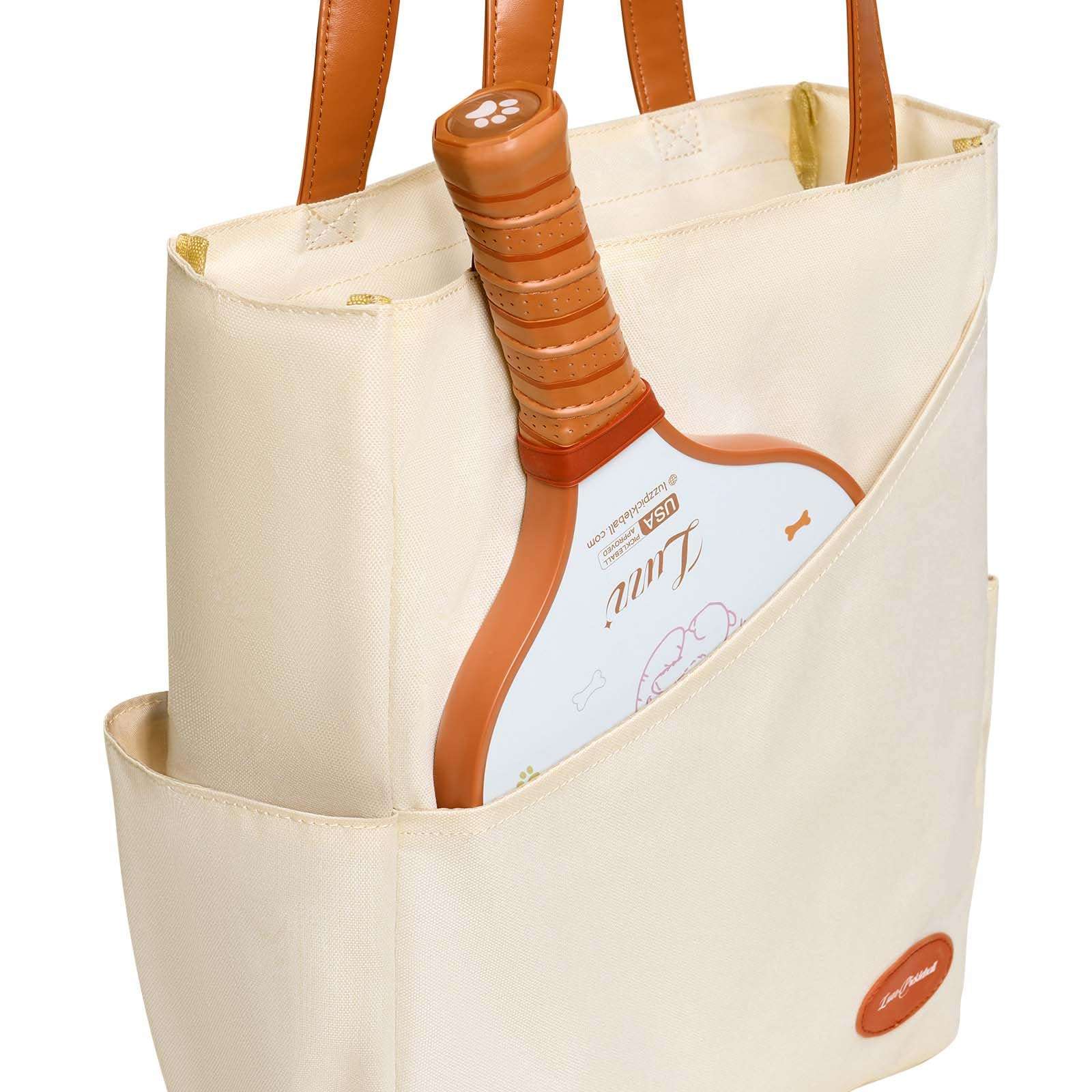 LUZZ Pickleball Tote Bag for Women with Pickleball Handbag 2 Paddle Compartment Front and behind Pockets Fashion Sport Tote - Image 3