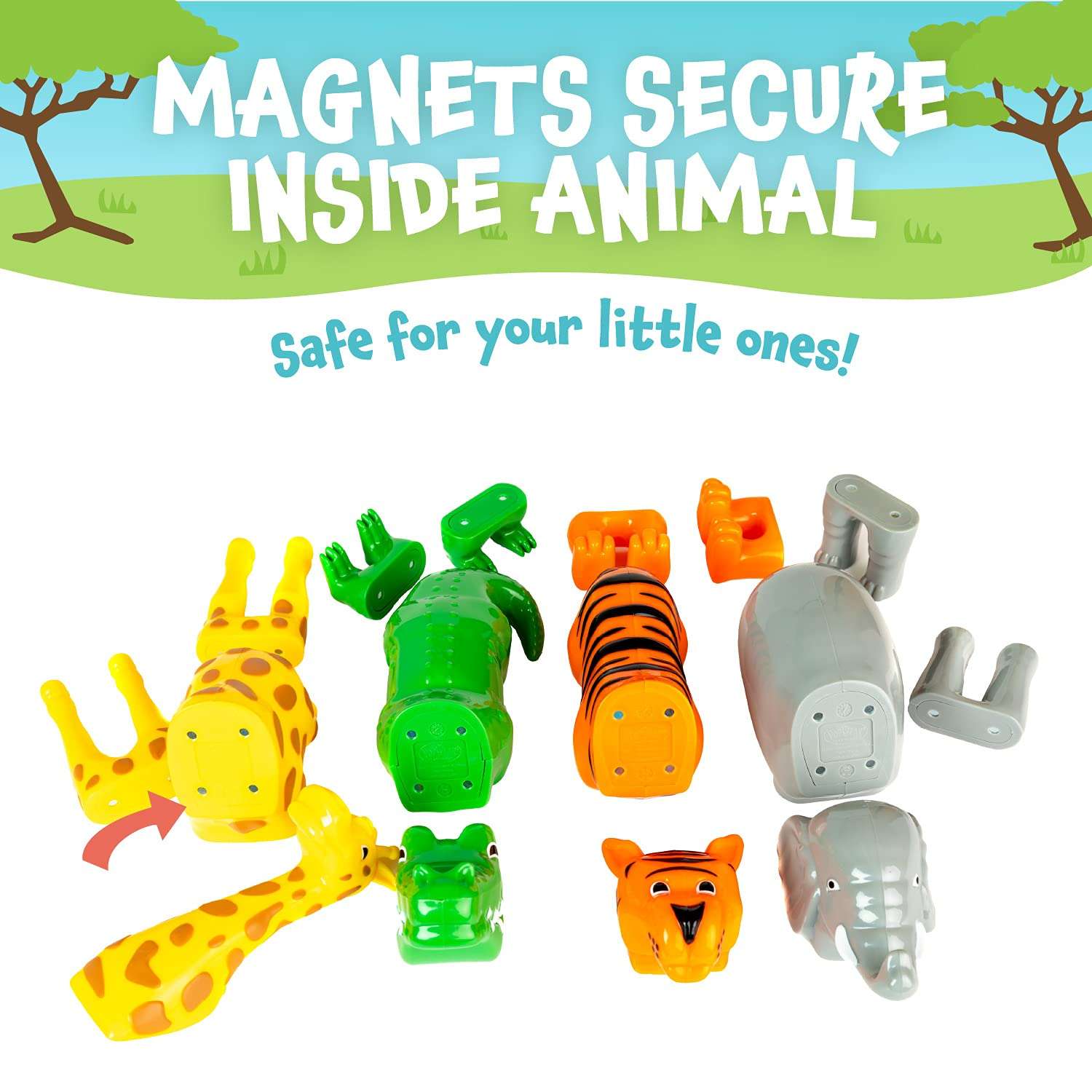 Magnetic Mix or Match Jungle Animals Toy Play Set, 16 Pieces - Image 5