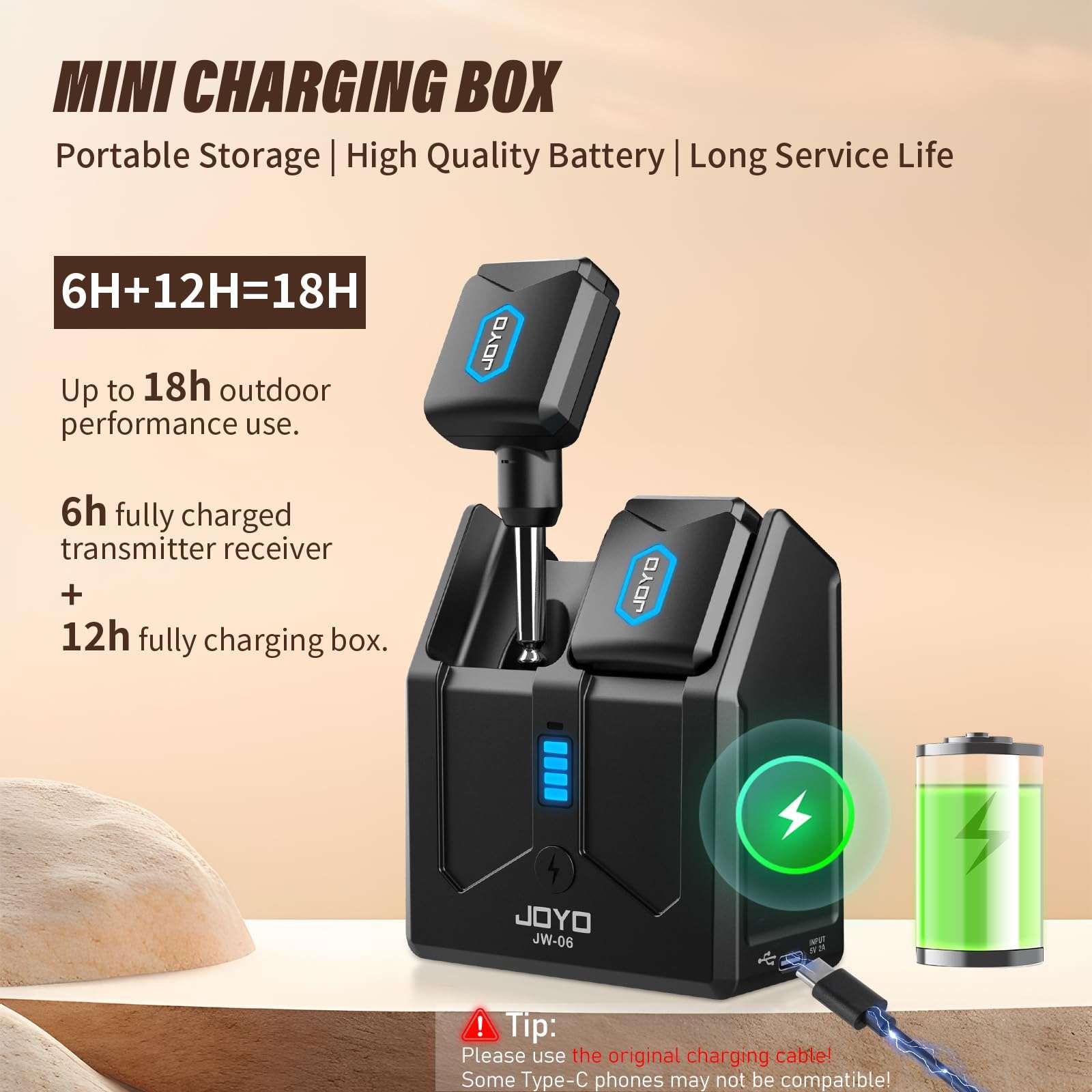 JOYO Wireless Guitar System 5.8GHz Wireless Guitar Transmitter Receiver with Charging Box 4 Signal Channel for Guitar Bass Electric Instruments (JW-06) - Image 4