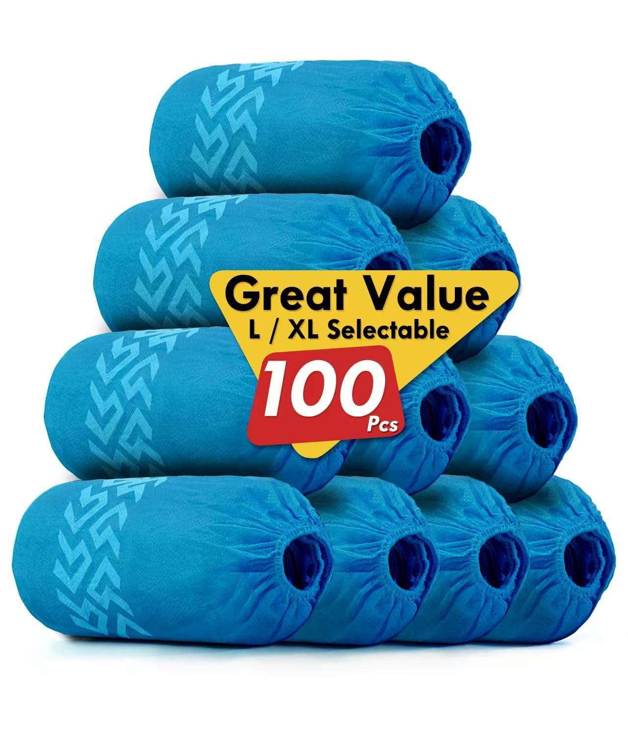 Disposable Shoe Covers 100 Pack (50 Pairs) | Non-Slip, Durable Non-Woven Fabric Boot Covers for Indoors, X-Large Recyclable Shoe Protectors, Stretchable Fits Up to Size 13 US Men & Work Boots - Image 1