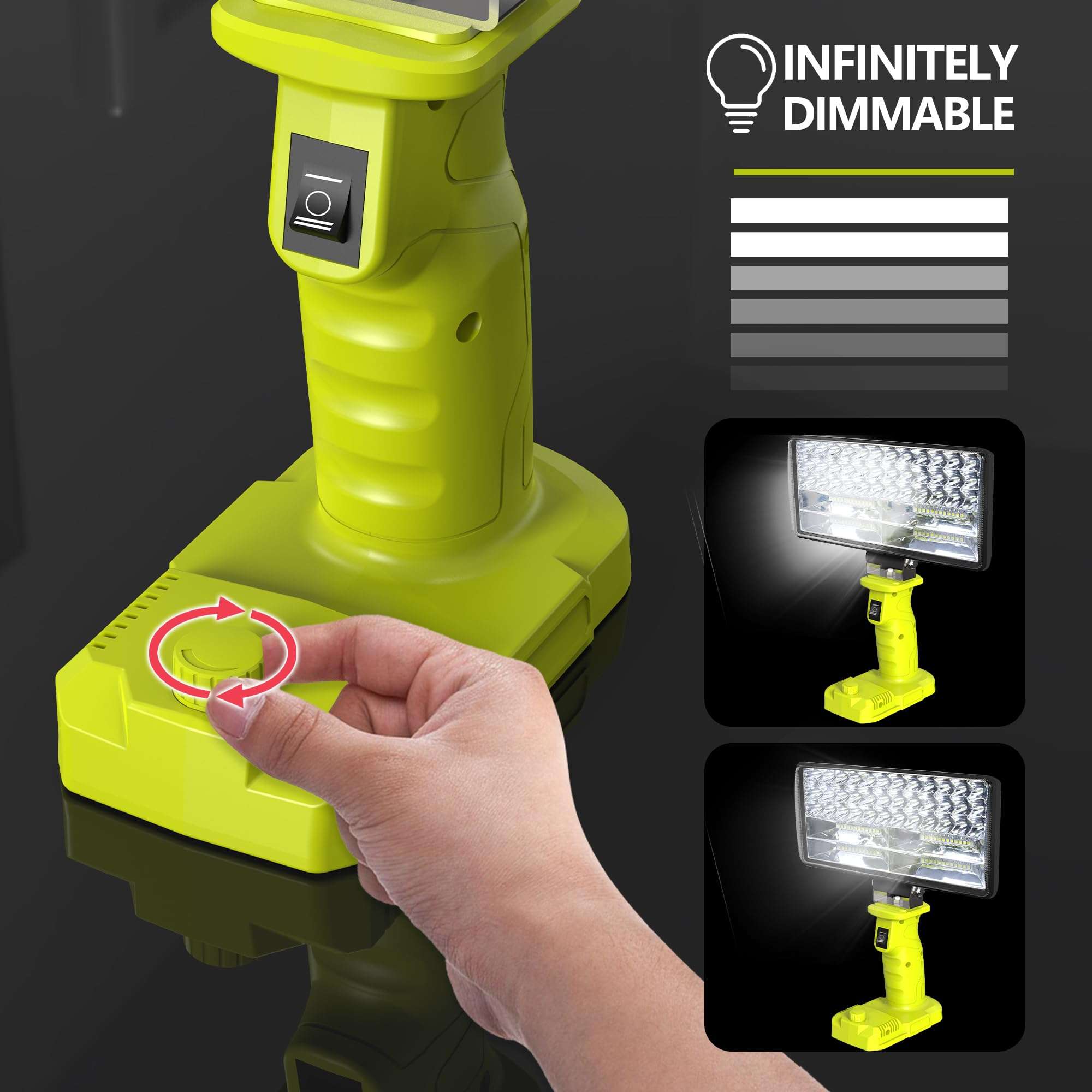 Cordless Work Light, 4000 Lumen Flashlight, Compatible with Batteries Ryobi 18V, 35W Super Bright LED, Perfect for Garage, Camping, Fishing & Emergencies, 10x5x6 inches, Durable & Portable - Image 4