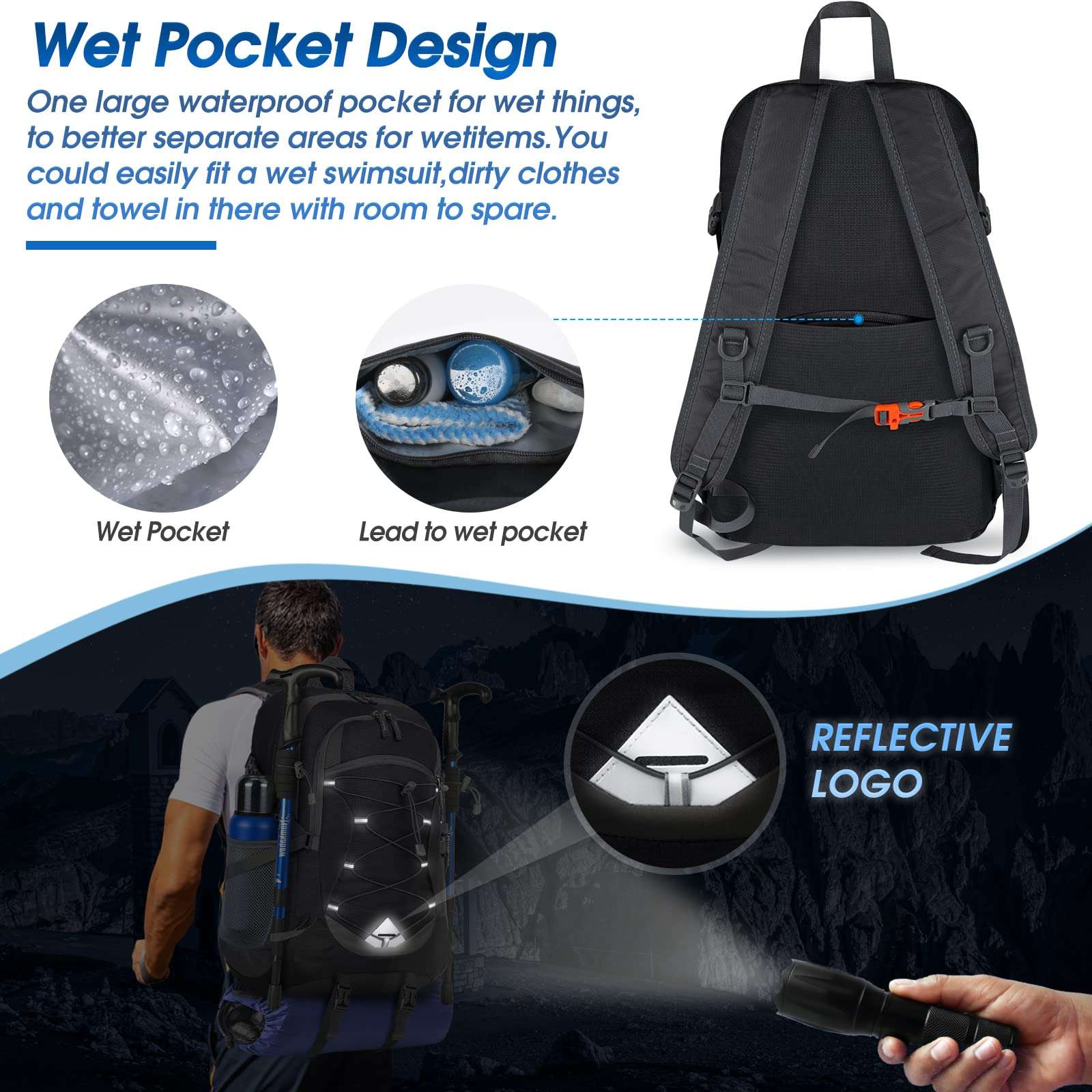 IGOLUMON Hiking Backpack 40L Packable Lightweight Camping Backpack Men Women Waterproof Hiking Daypack Outdoor Travel Daypack - Image 4