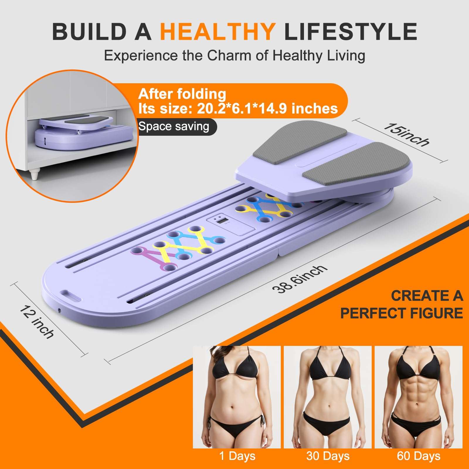 Pilates Board,Pilates Reformer Sets, Multifunctional Abdominal Pilates Board for Home Workout Equipment, Portable Foldable Ab Board Trainer Pilates Exercise Machine,Pilates Board for Women - Image 7
