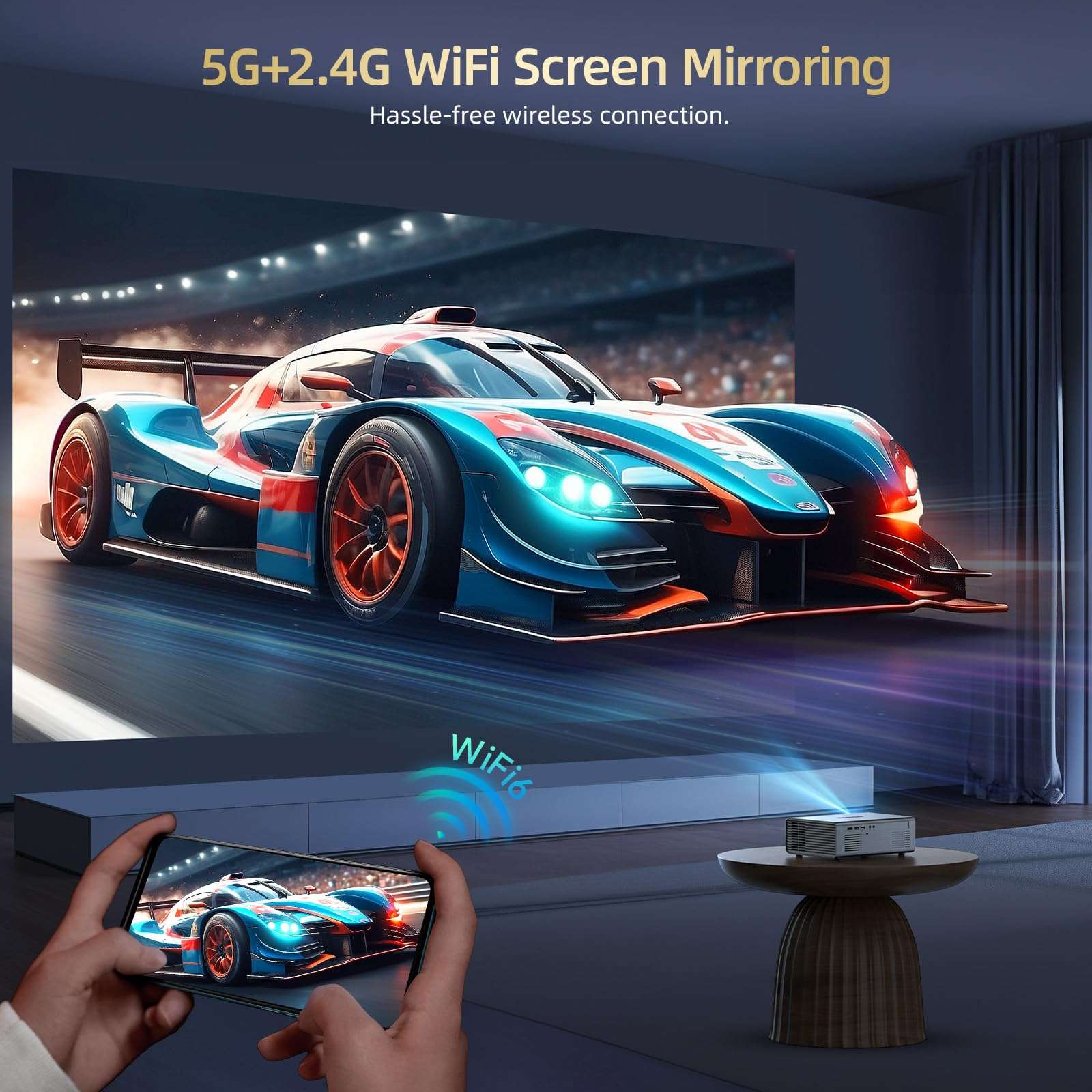 [Netflix Officially & Dolby Audio] Smart Projector with WiFi6 and Bluetooth5.3, Electric Focus & Auto Keystone 4K Support, High Brightness Movie Projectors, Native 1080P Proyector Built-in Apps - Image 5