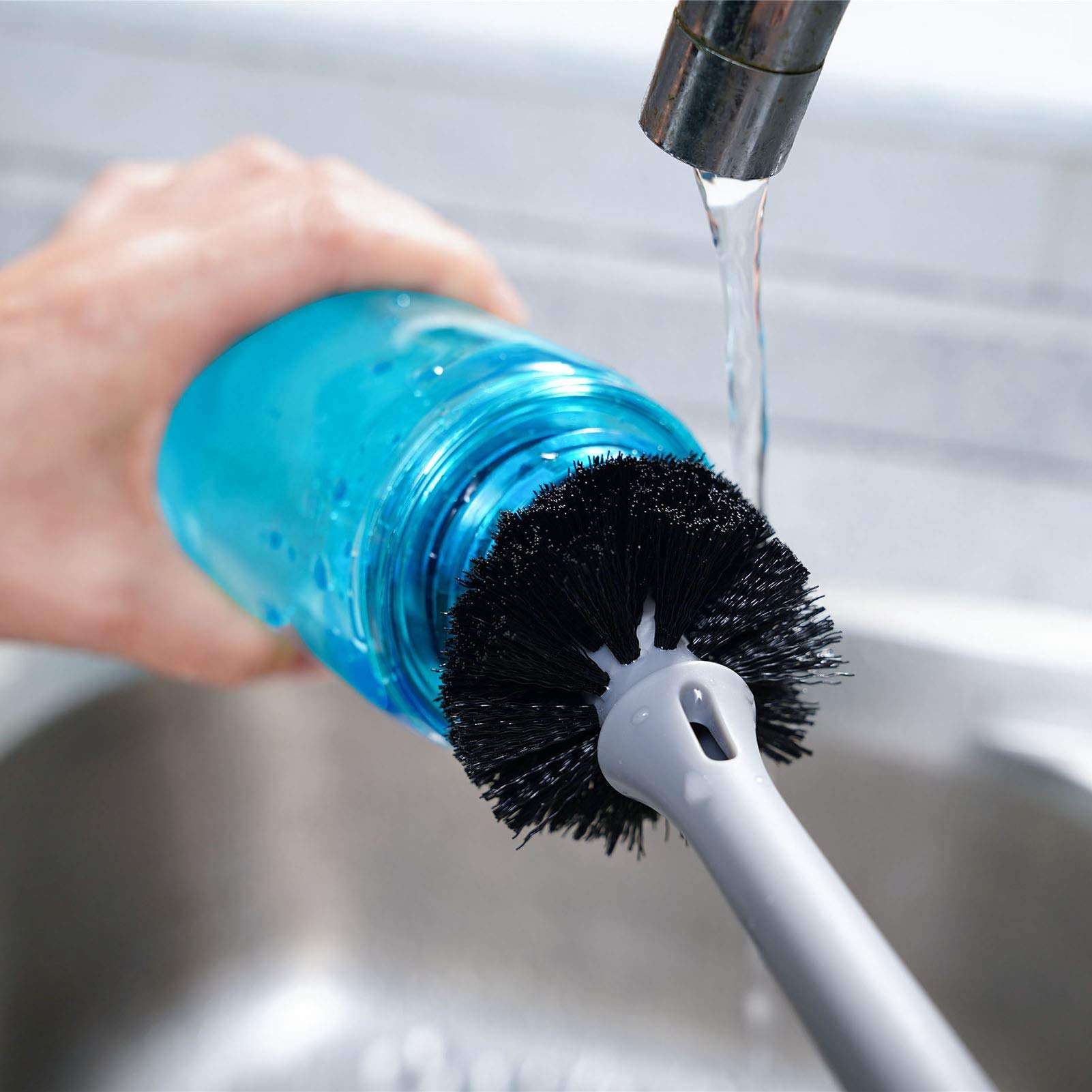 MOSOLAN 2-in-1 Bottle Brush with Straw Brush, Long Handle Water Bottle Scrubbing Brush, Built for Cleaning Sport Bottles, Baby Bottles, Water Bottles, Coffee Mugs, Wine Decanters, Flask, 1 Pack - Image 8