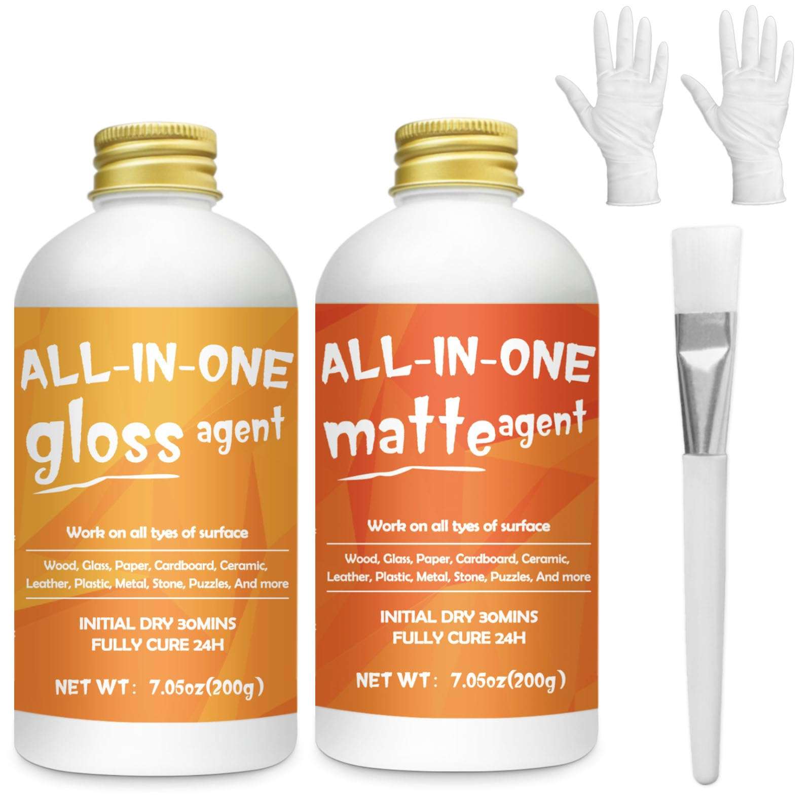 1DFAUL Crafts Sealer Gloss Matte Finish, 200ml+200ml All in One Craft Glue, Varnish, and Finish, All Purpose Art Glue Kit for Wood, Paper, Acrylic Paints, Ceramics, Fabrics, Clay - Image 1