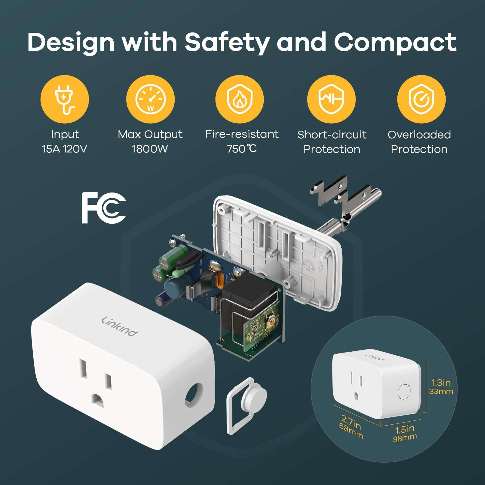 Linkind Matter Smart Plug, Work with Apple Home, Siri, Alexa, Google, SmartThings, Smart Outlet 15A/1800W Max, Smart Home Automation, APP Remote Control,Timer&Schedule, 2.4G Wi-Fi Only, 4 Pack - Image 6
