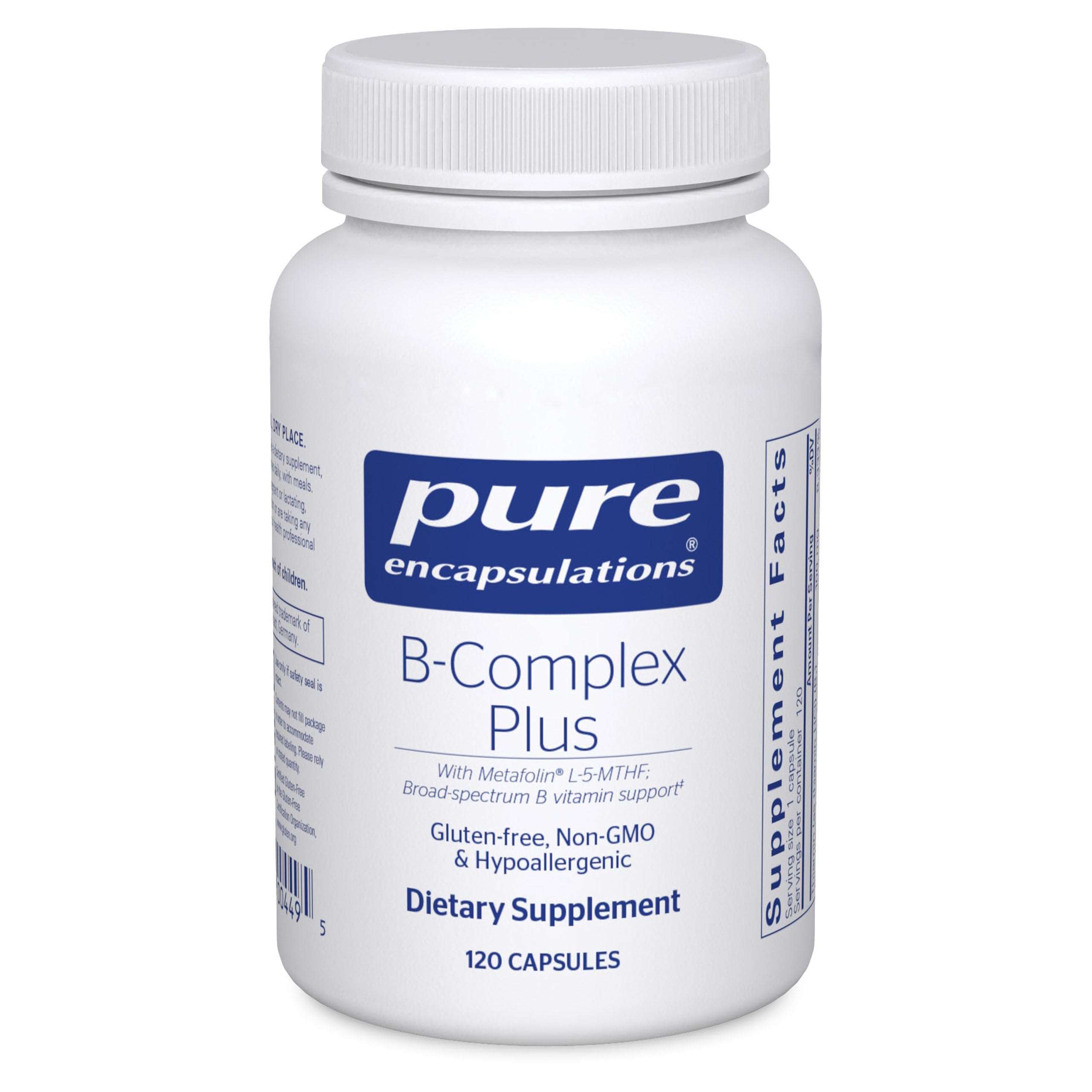 Pure Encapsulations B-Complex Plus - B Vitamins Supplement to Support Neurological Health, Cardiovascular Health, Energy Levels & Nervous System Support* - with Vitamin B12 & More - 120 Capsules - Image 1