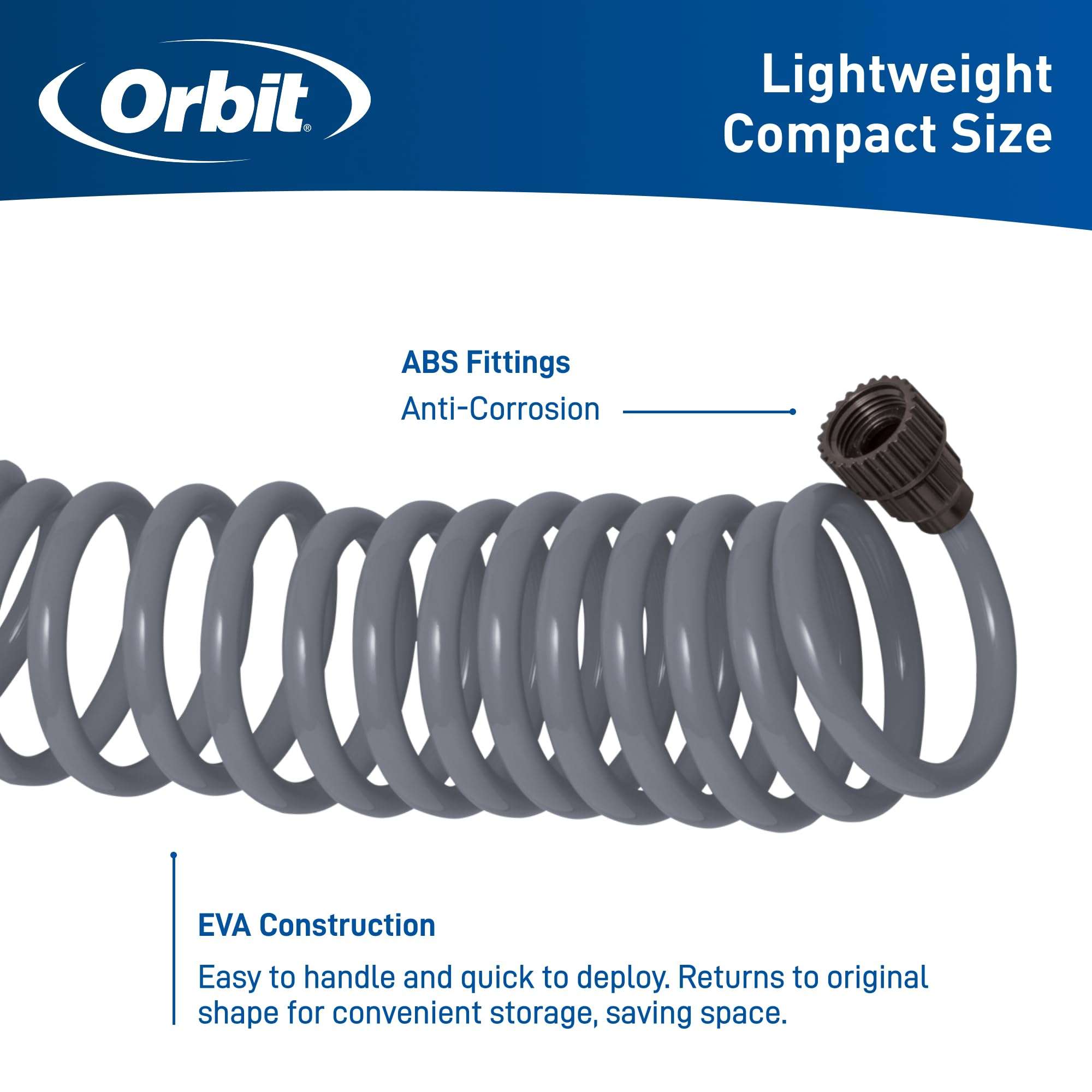 Orbit 26382 Coil Garden Hose, 25 Feet, with 8-Pattern Hose Nozzle (Gray) - Image 4